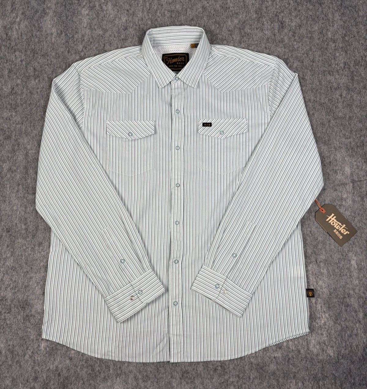 New Howler Bros Shirt Mens L Gambler Stripe H Bar B Tech Snap Vented Fishing NWT