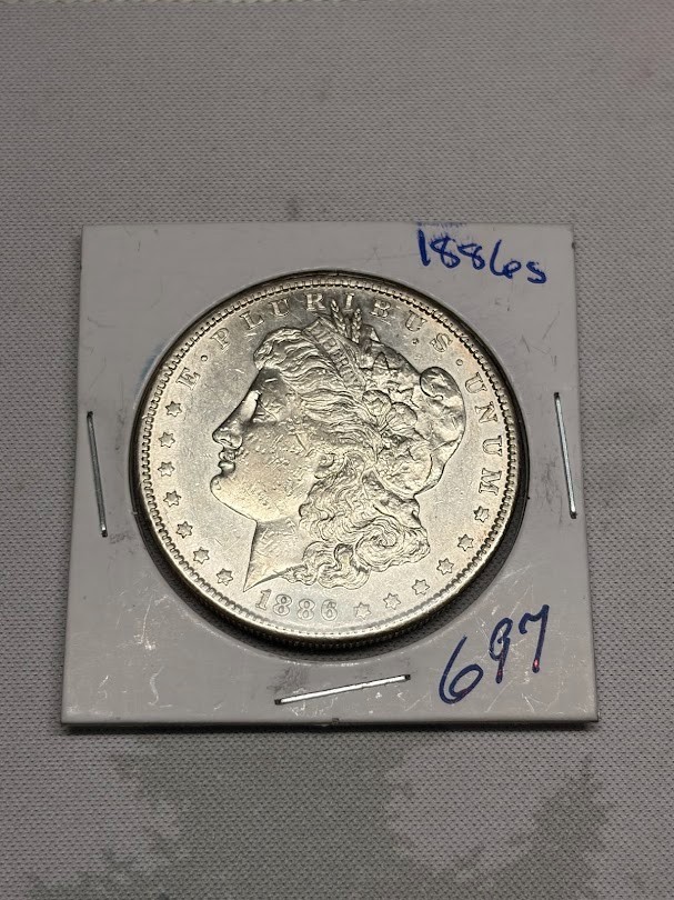 1886-S Morgan Silver $1 Dollar, XF/AU, Key Rare Date