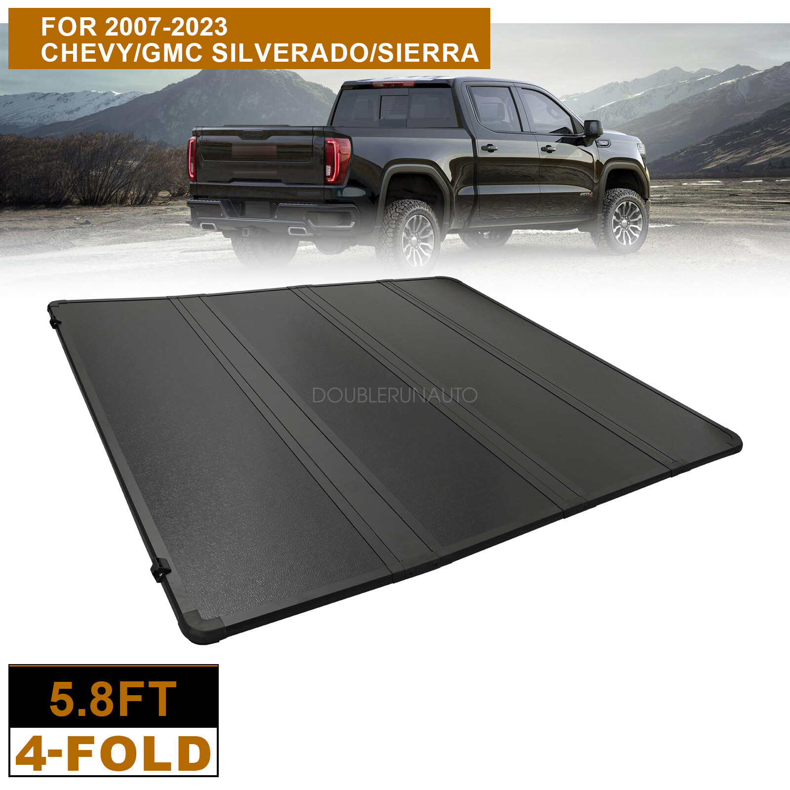 5.8FT 4-Fold Hard Truck Tonneau Cover For 2019-2024 Silverado Sierra 1500 2500HD