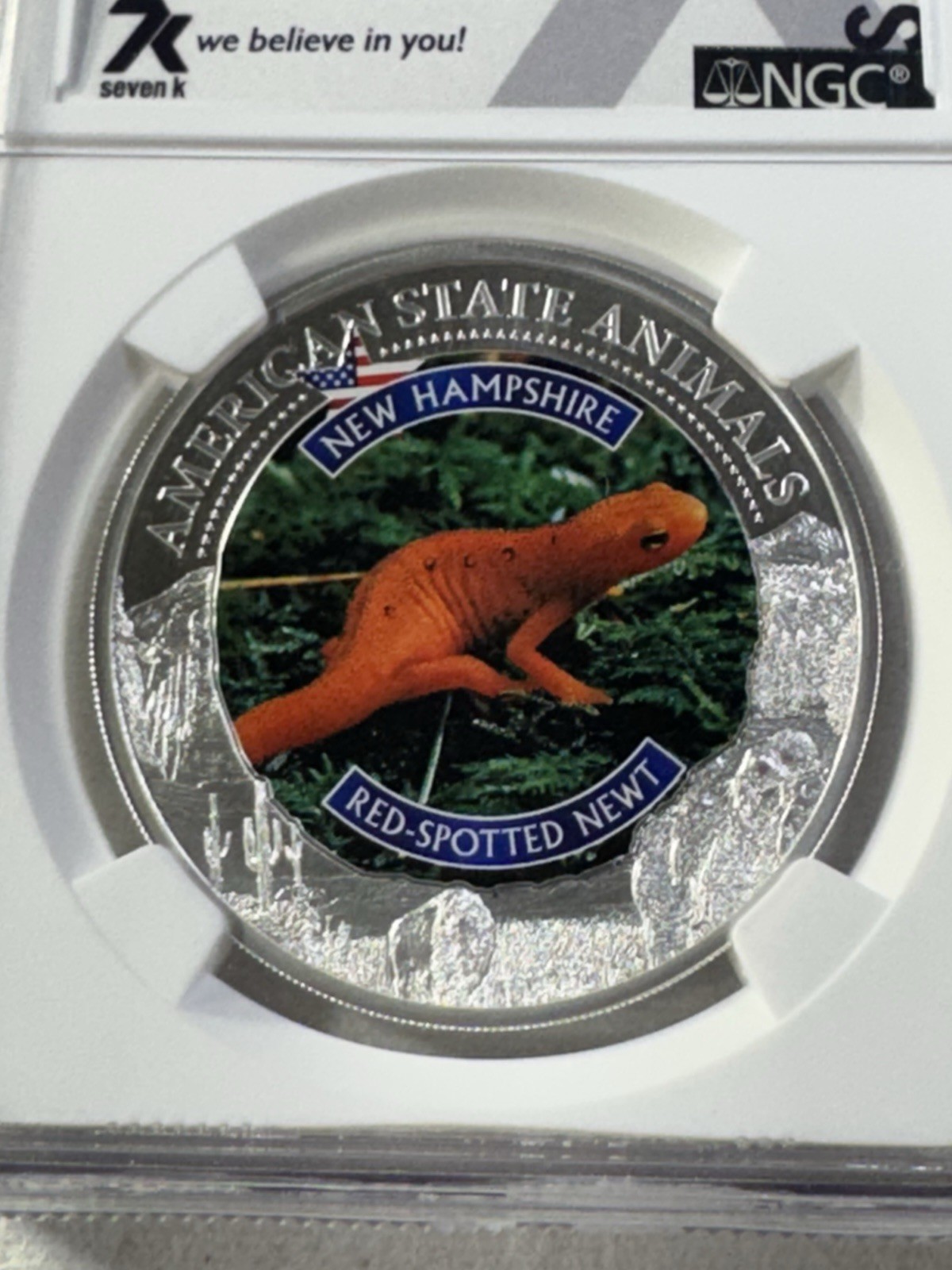 2022 Cook Islands $5 New Hampshire Red Spotted Newt Silver Graded MS 70 by NGC