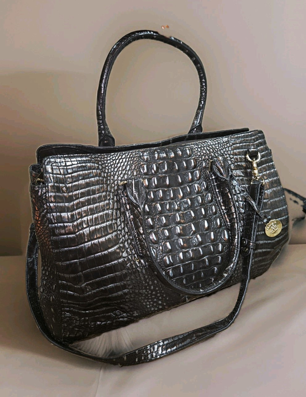 Brahmin Women\'s Finley Carryall Satchel In Black Melbourne Bag Brahmin Women\'s Finley Carryall Satchel In Black Melbourne Bag