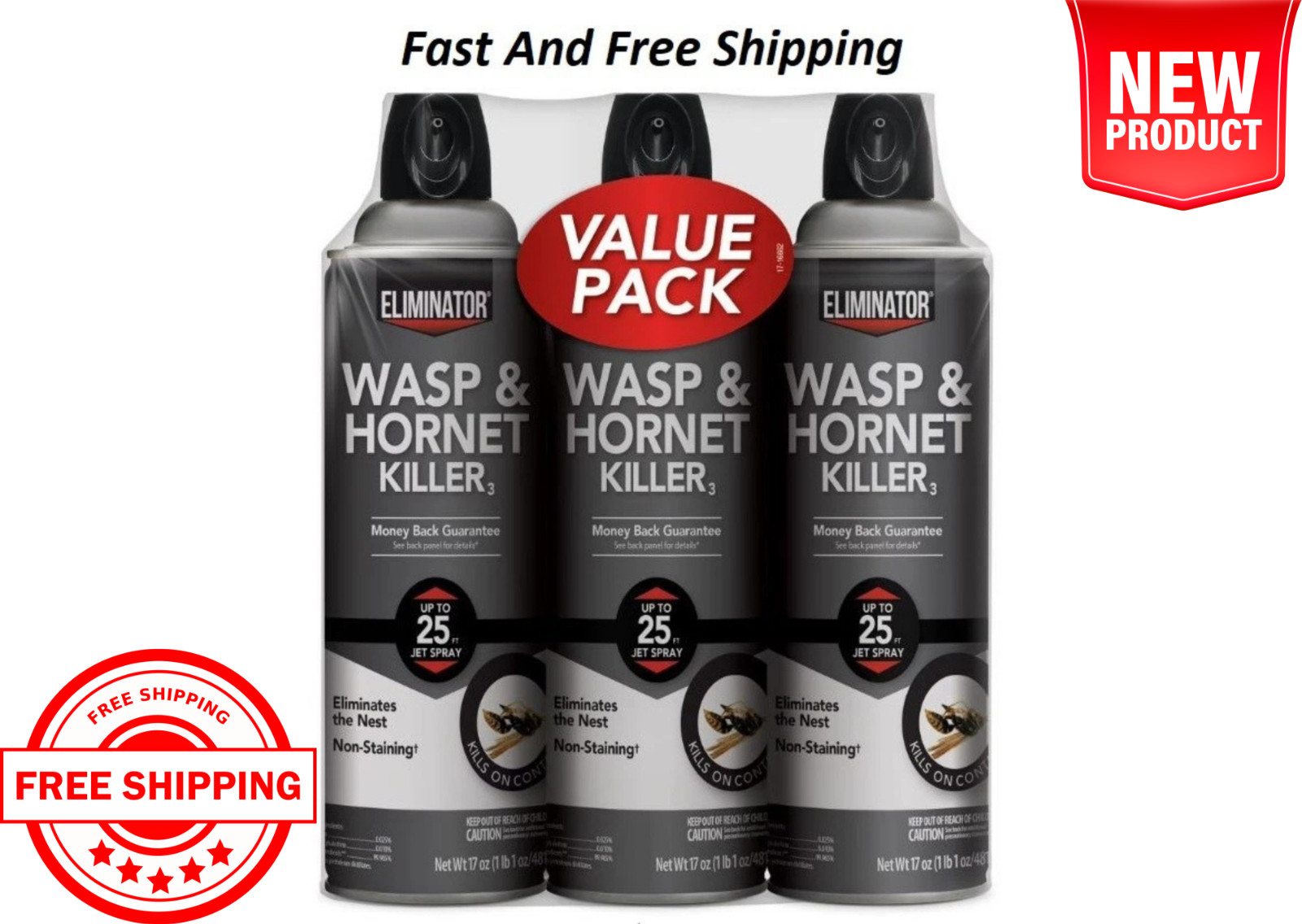 Eliminator Wasp and Hornet Killer3, 17 Ounce, 3 Pack -  