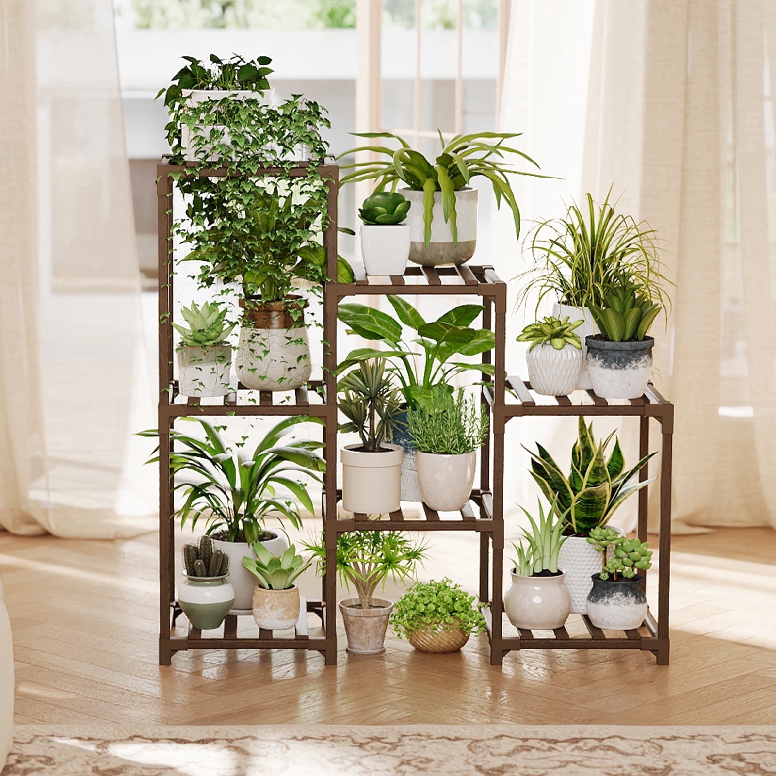 3 Tier Ladder Plant Stand Wood Indoor Outdoor Tiered Plant Shelf Rack 7 Pots 3 Tier Ladder Plant Stand Wood Indoor Outdoor Tiered Plant Shelf Rack 7 Pots