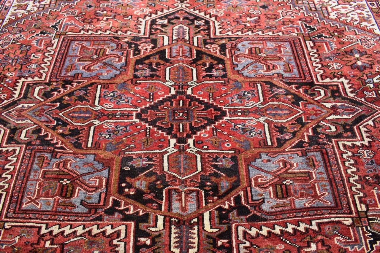 9\'9 x 13\'2 S Antique Vintage Heris Oriental Carpet Handmade Wool Area Rug 10x13