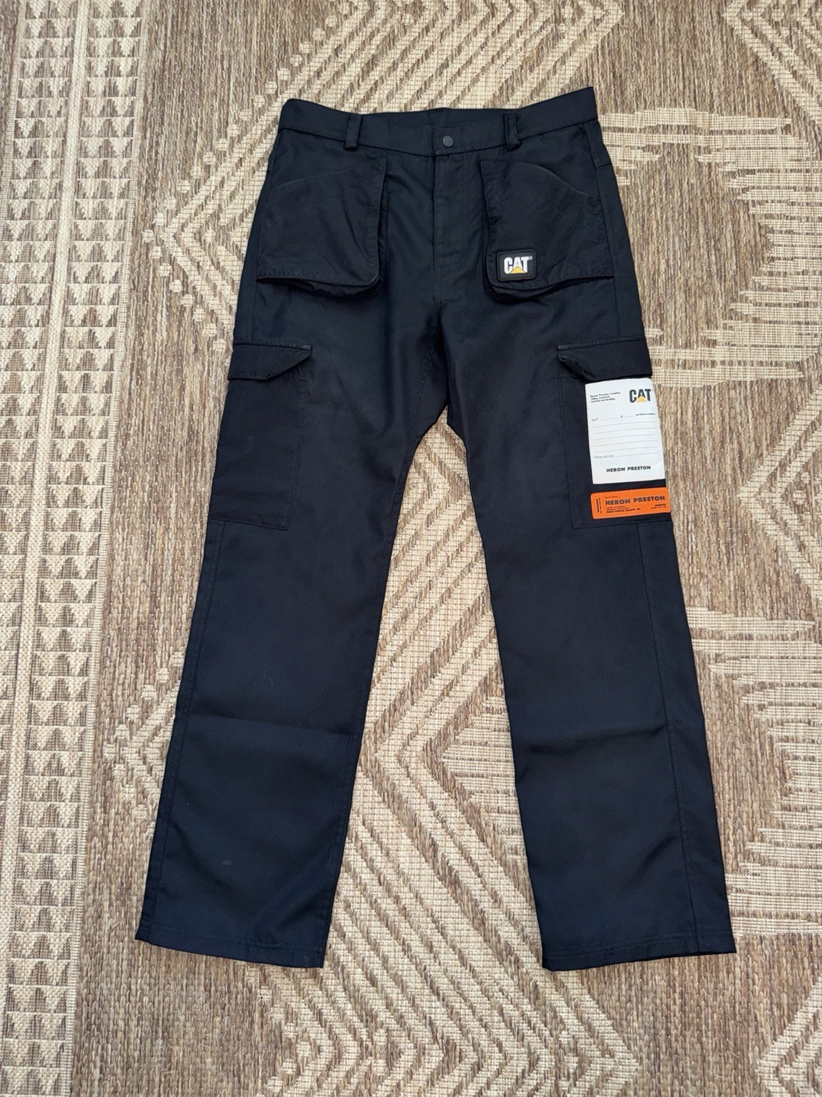 Heron Preston x CAT Black Cargo Work Pants Size L Canvas Polyester Polyamide