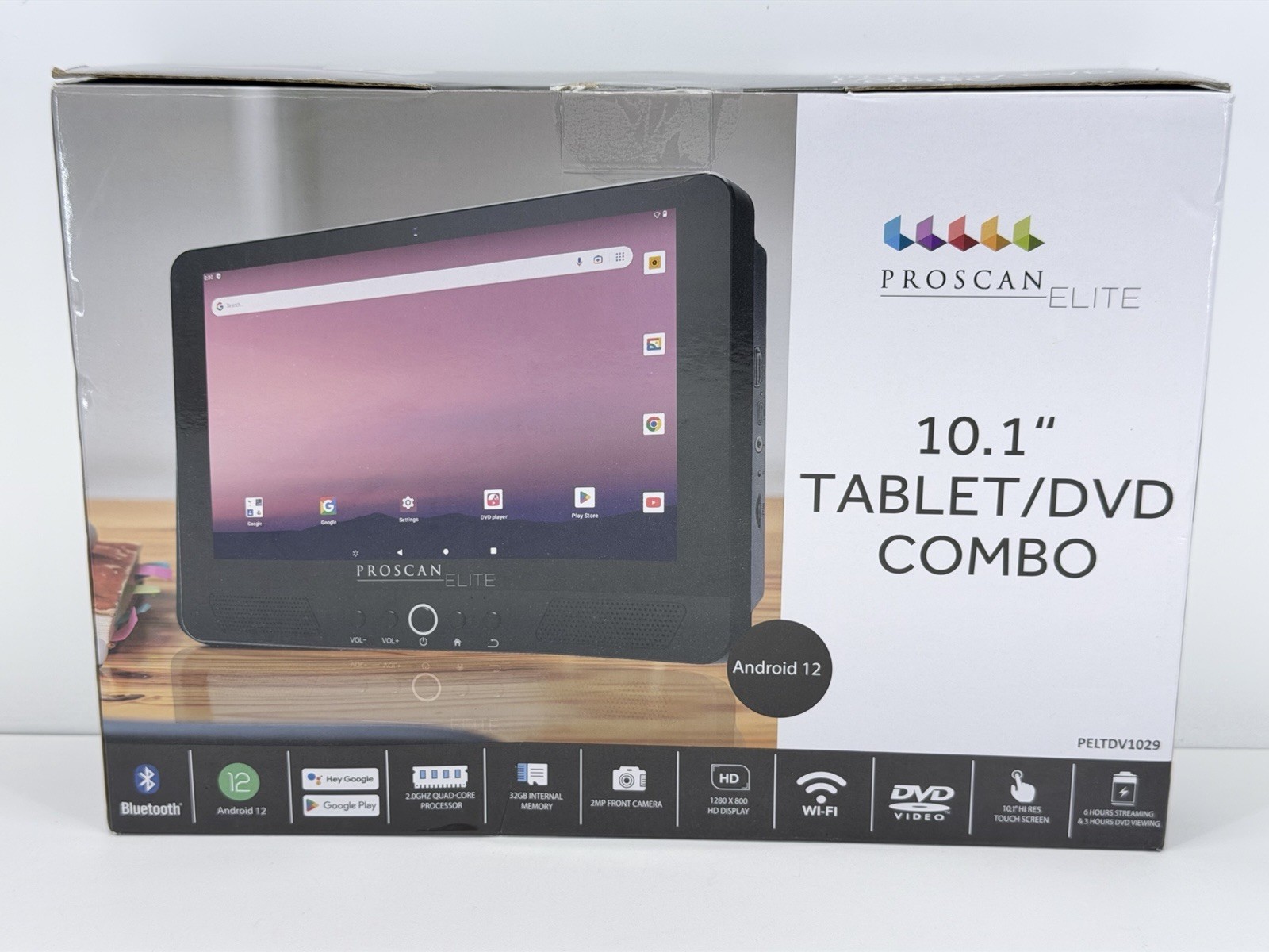 Proscan Elite 10.1 Tablet DVD Combo Android 12 32GB PELTDV1029-HSC