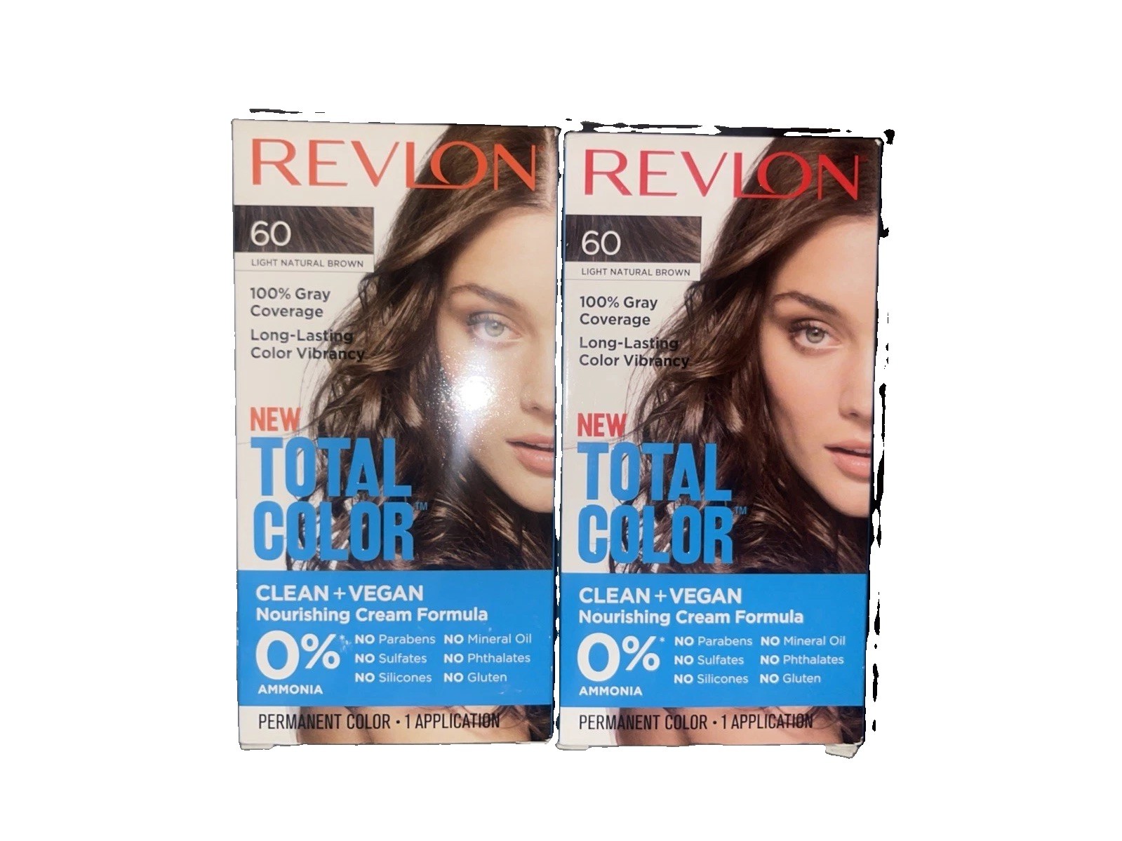 2 REVLON Permanent Total Color Vegan # 60 • LIGHT NATURAL BROWN 2 REVLON Permanent Total Color Vegan # 60 • LIGHT NATURAL BROWN