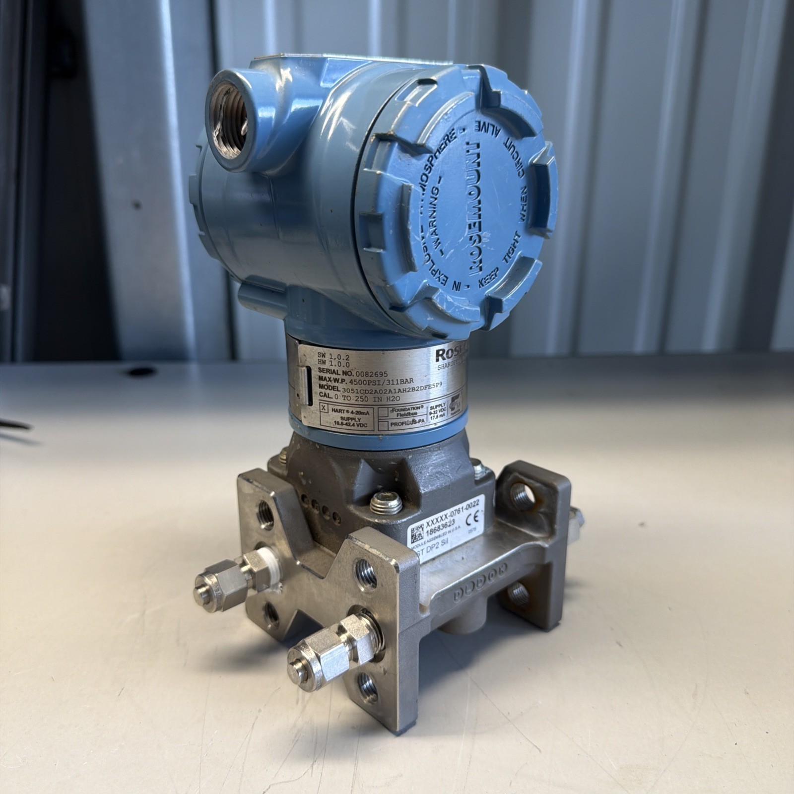Rosemount 3051CD2 Differential Pressure Transmitter 0 To 250 In H20