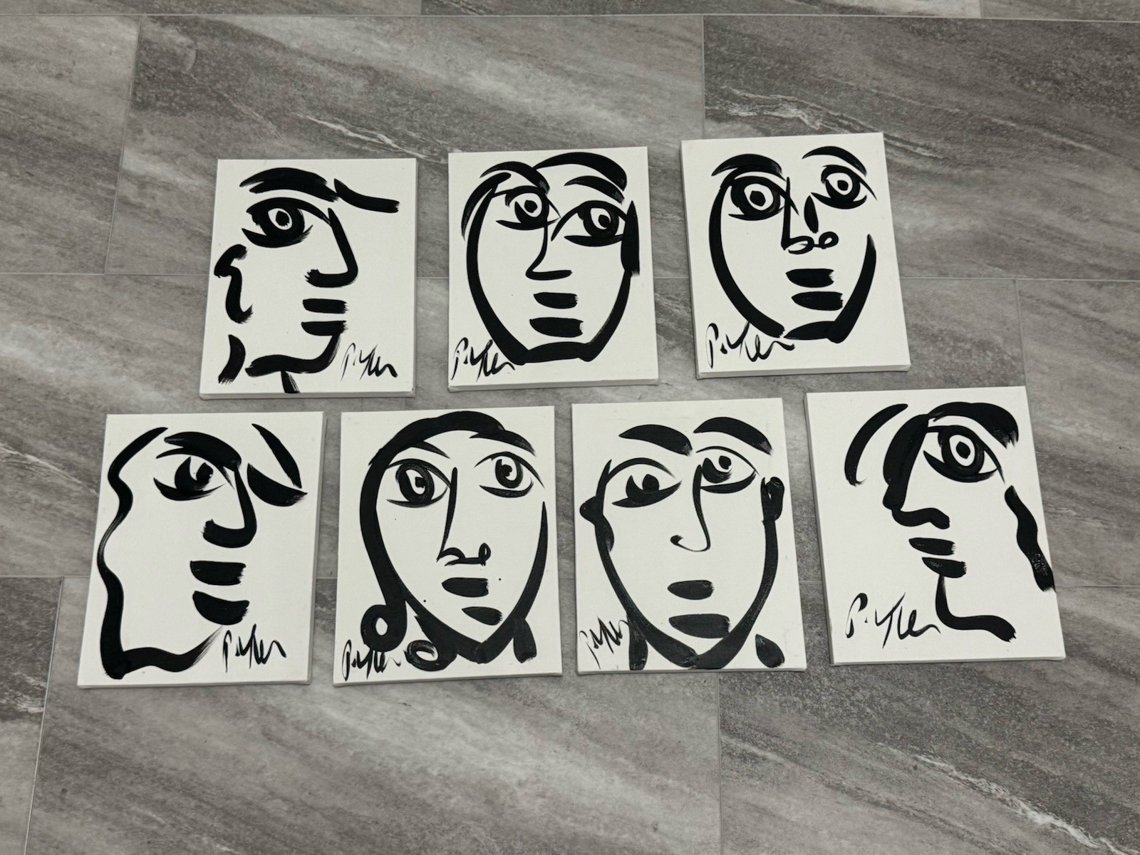 PETER KEIL (7)  SEVEN SUPER QUALITY B&W PAINTINGS ON Wrapped CANVAS. 8”x10” Each