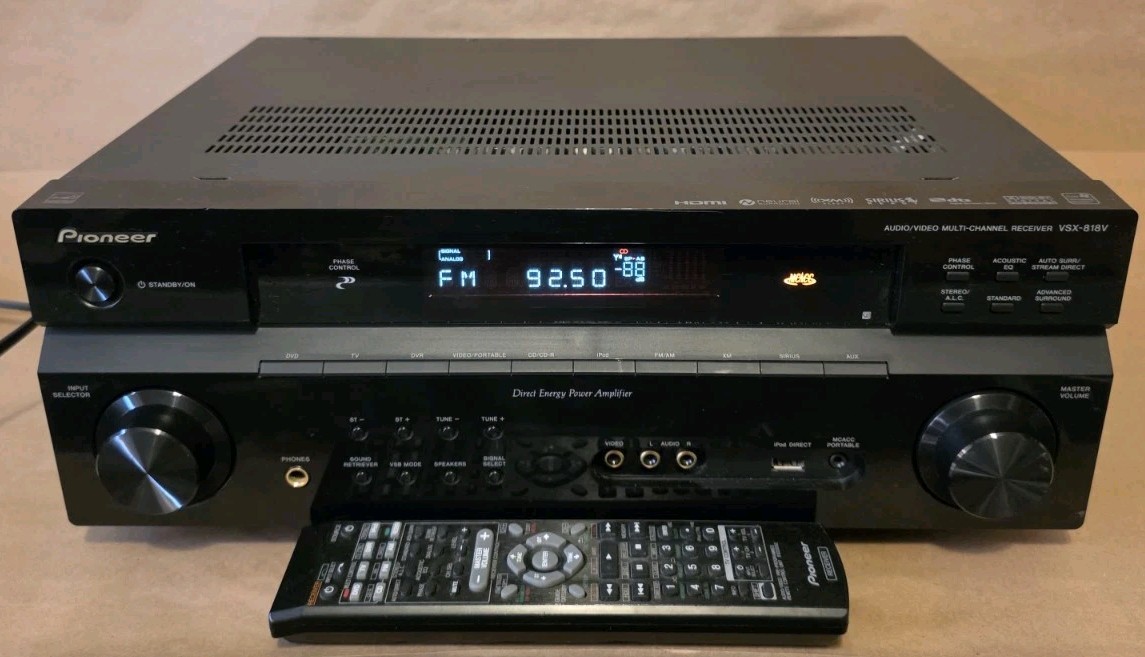Pioneer VSX-818V - 5.1 Ch HDMI Home Theater Receiver Stereo W/ Remote Bundle Pioneer VSX-818V - 5.1 Ch HDMI Home Theater Receiver Stereo W/ Remote Bundle