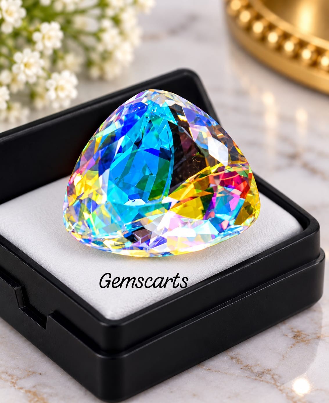 24CT Natural Mystic Quartz Trillion Cut 20x19x11 mm Loose Gemstone for Pendant