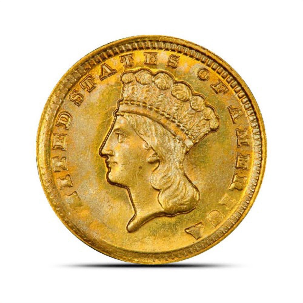 Pre-33 $1 Indian Gold Coin (Type 3, Cleaned)