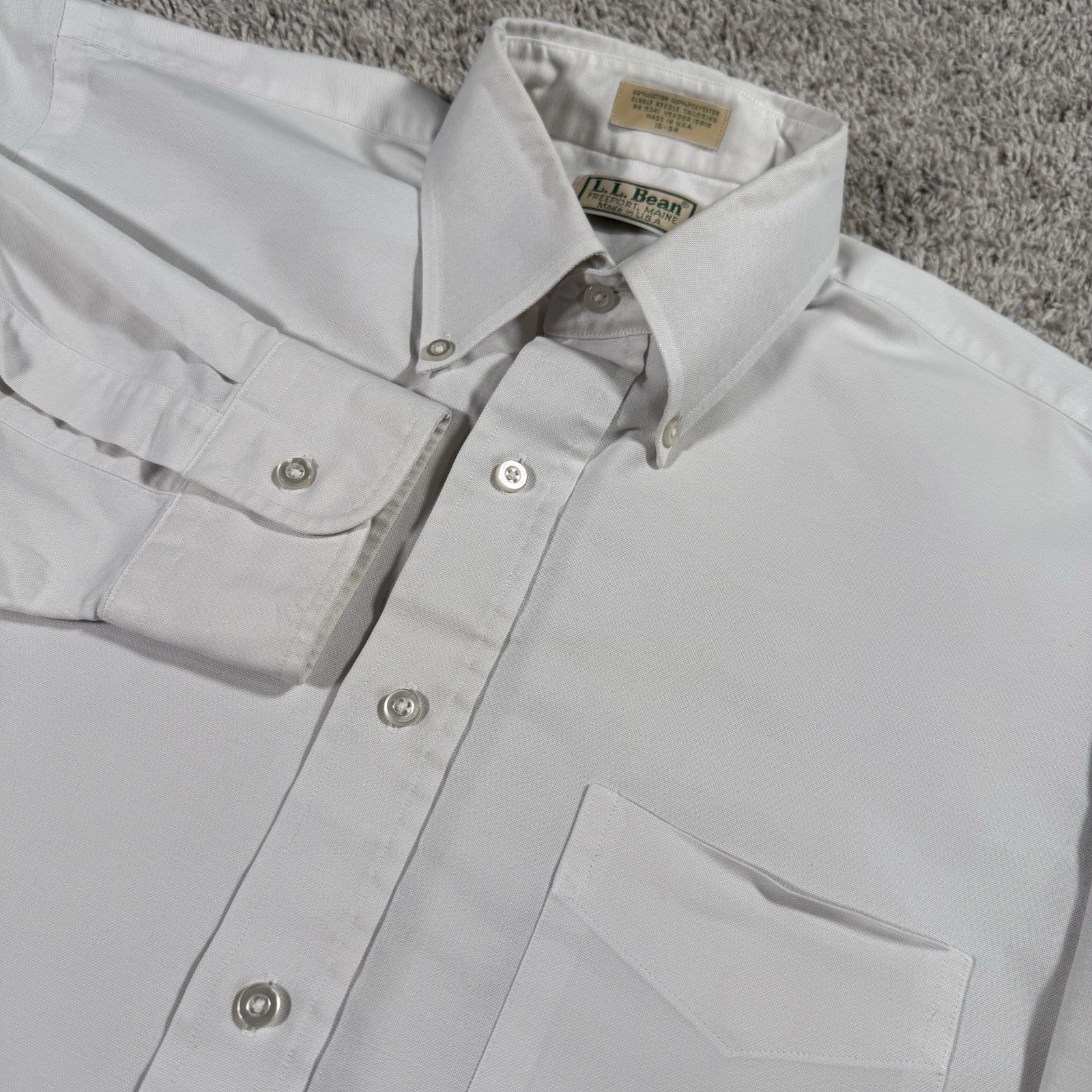 Vintage LL Bean Shirt Mens 16-34 White Oxford Cloth Button Down OCBD Made in USA Vintage LL Bean Shirt Mens 16-34 White Oxford Cloth Button Down OCBD Made in USA