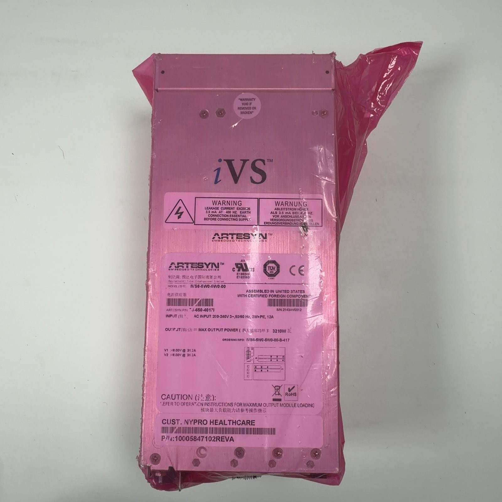 NEW Artesyn Embedded IVS6-5W0-5W0-00 AC Input 200-240V 3~ 50/60Hz 3W+PE 12A Max NEW Artesyn Embedded IVS6-5W0-5W0-00 AC Input 200-240V 3~ 50/60Hz 3W+PE 12A Max