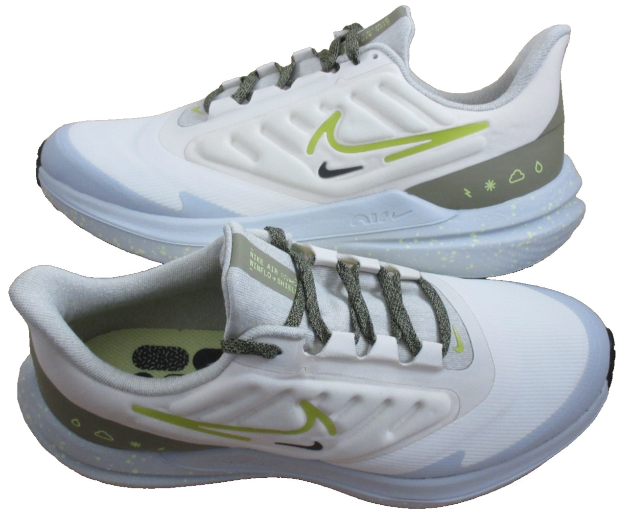 Nike Women\'s Air Winflo Shield Running Shoes Ivory Olive Green Size 7.5 NIB