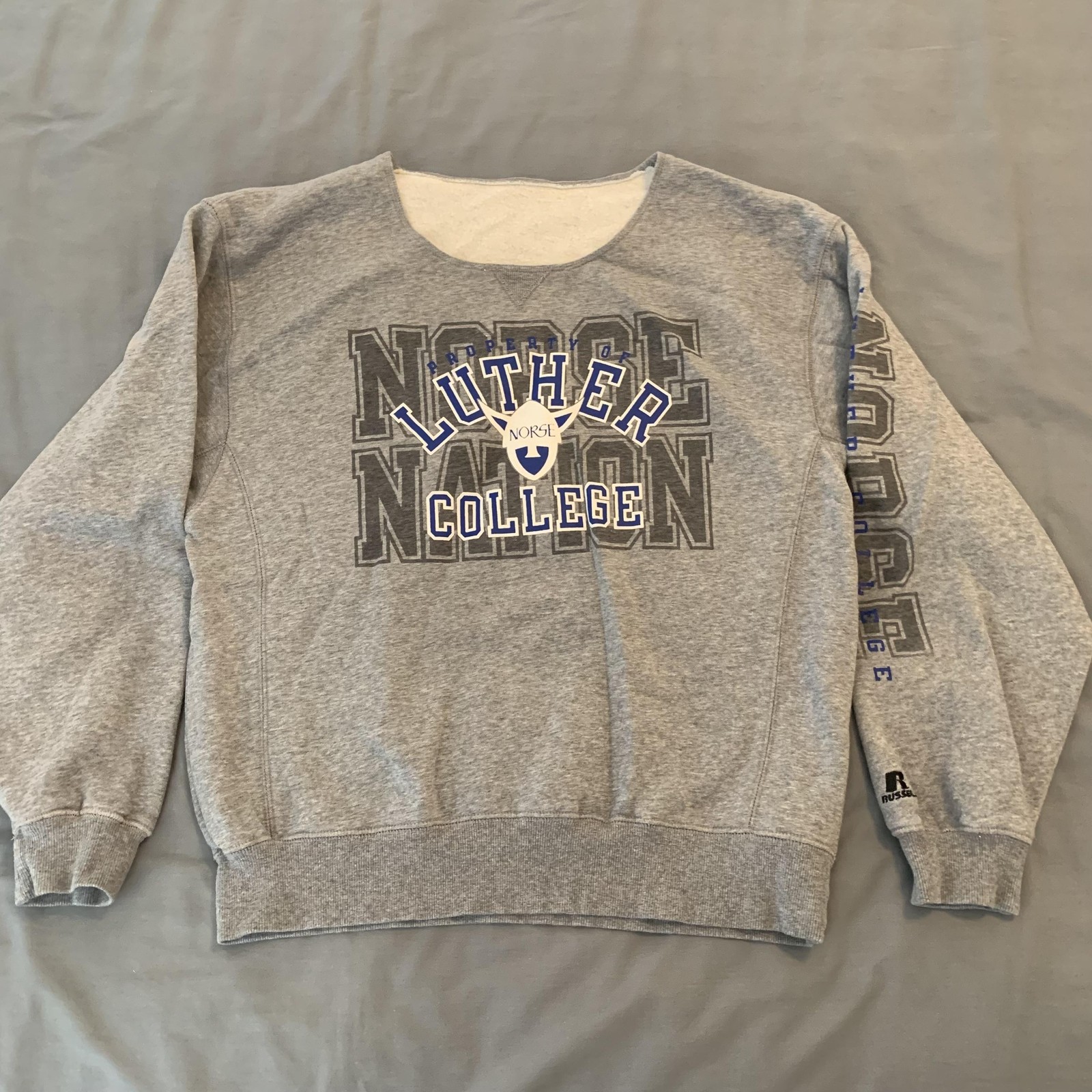 Luther College Norse Sweatshirt Mens Gray NCAA Pullover Crewneck Fleece Graphic