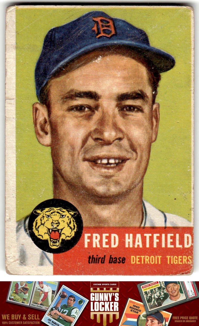 1953 Topps Fred Hatfield 163b Detroit Tigers