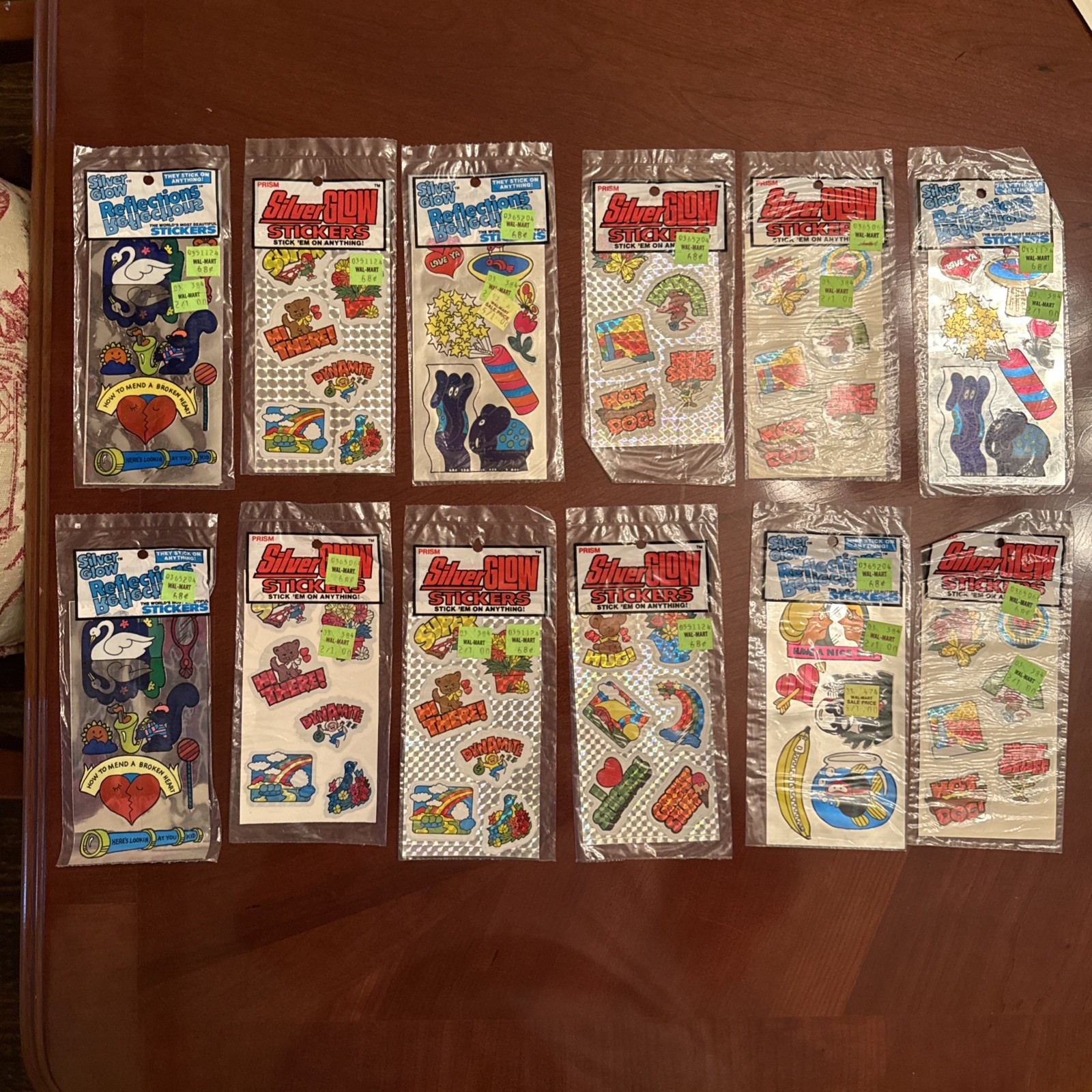 VINTAGE 1983 GORDY SILVER GLOW REFLECTION STICKERS NEW SEALED LOTOF 12 packages