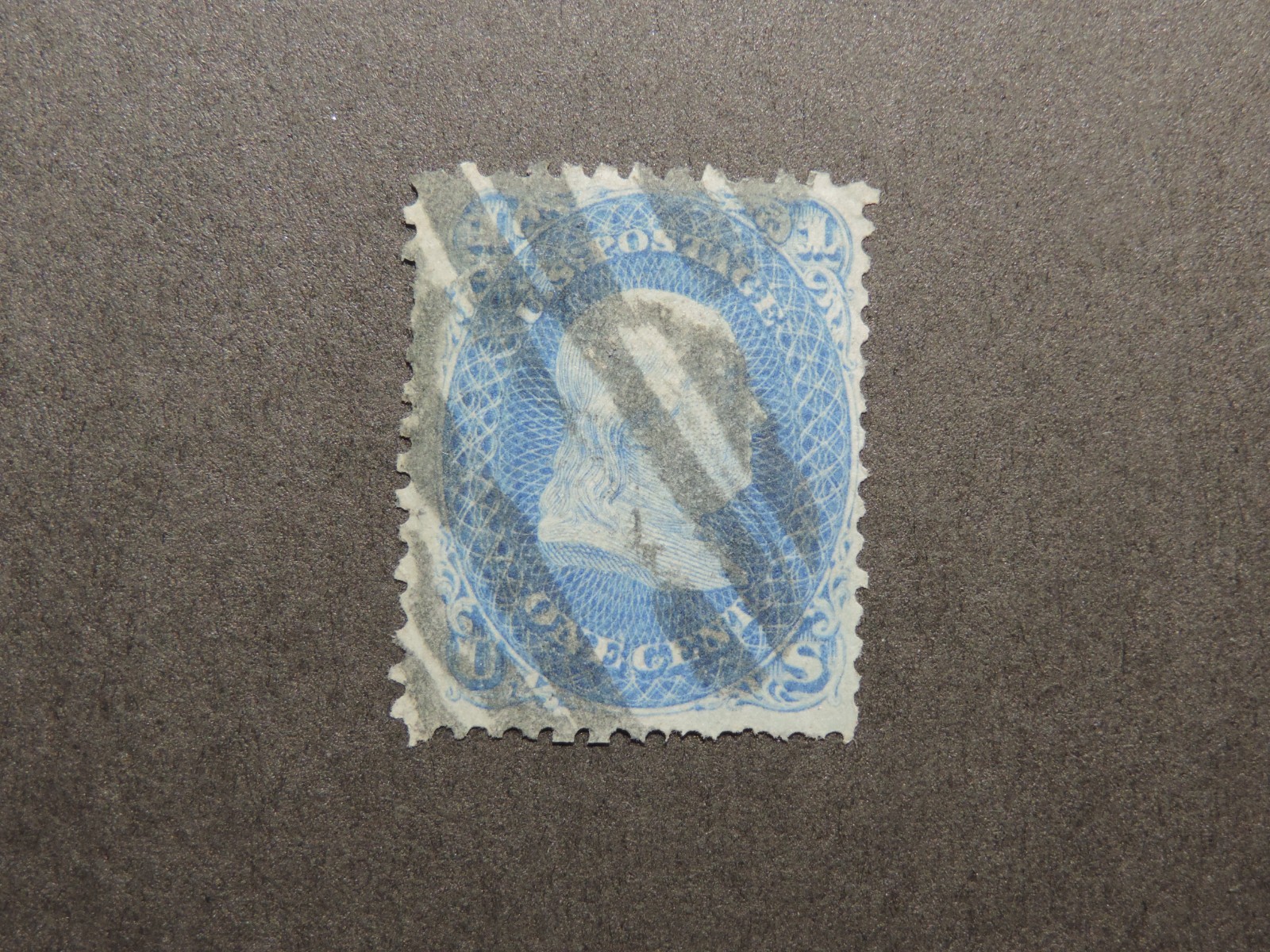 US Stamp  Scott No 92   1868  Franklin,  Blue,  F  Grill,  Perf 12    XF   NH