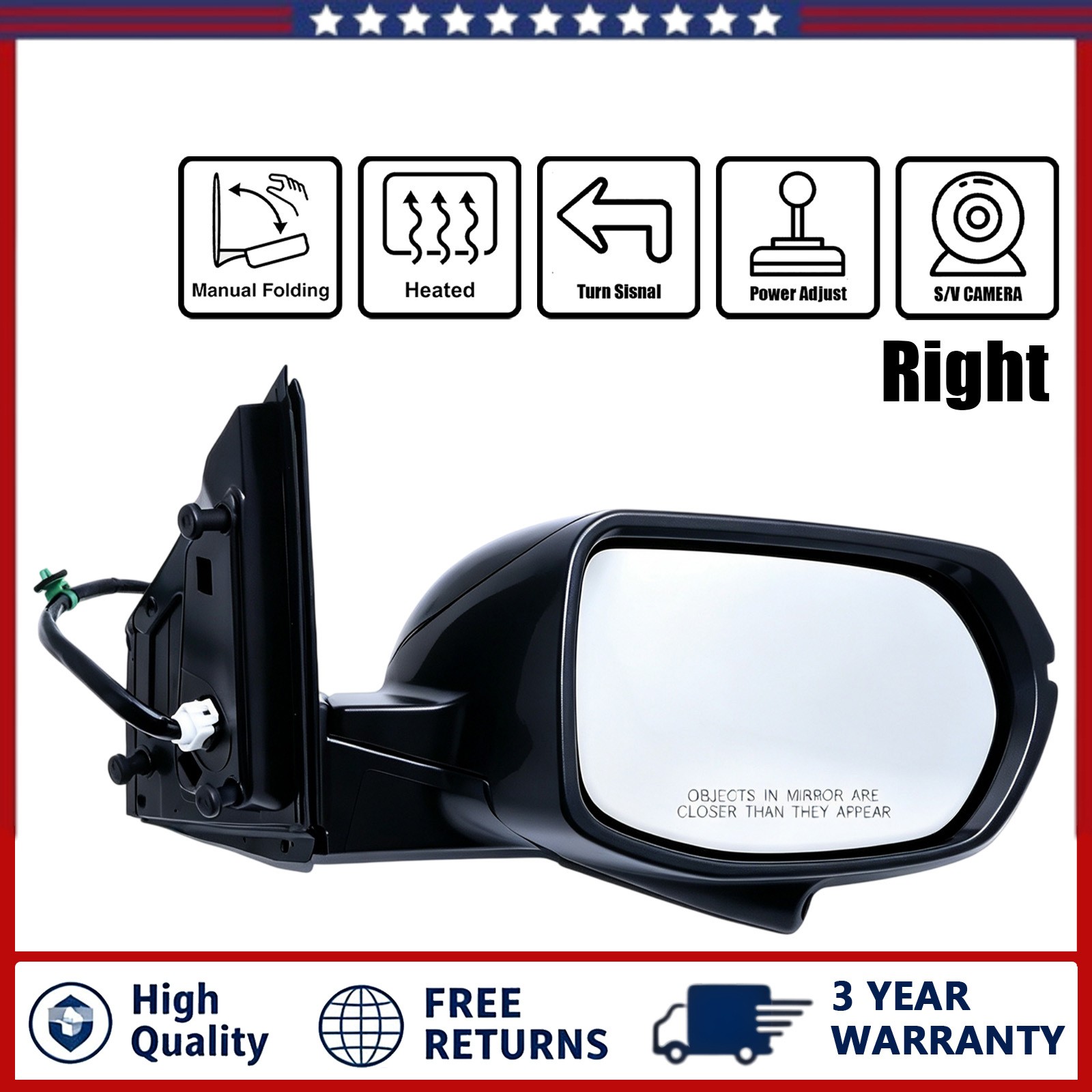New Mirrors Passenger Right Side Heated RH Hand Fits 15-20 Honda CR-V 16-20 HR-V