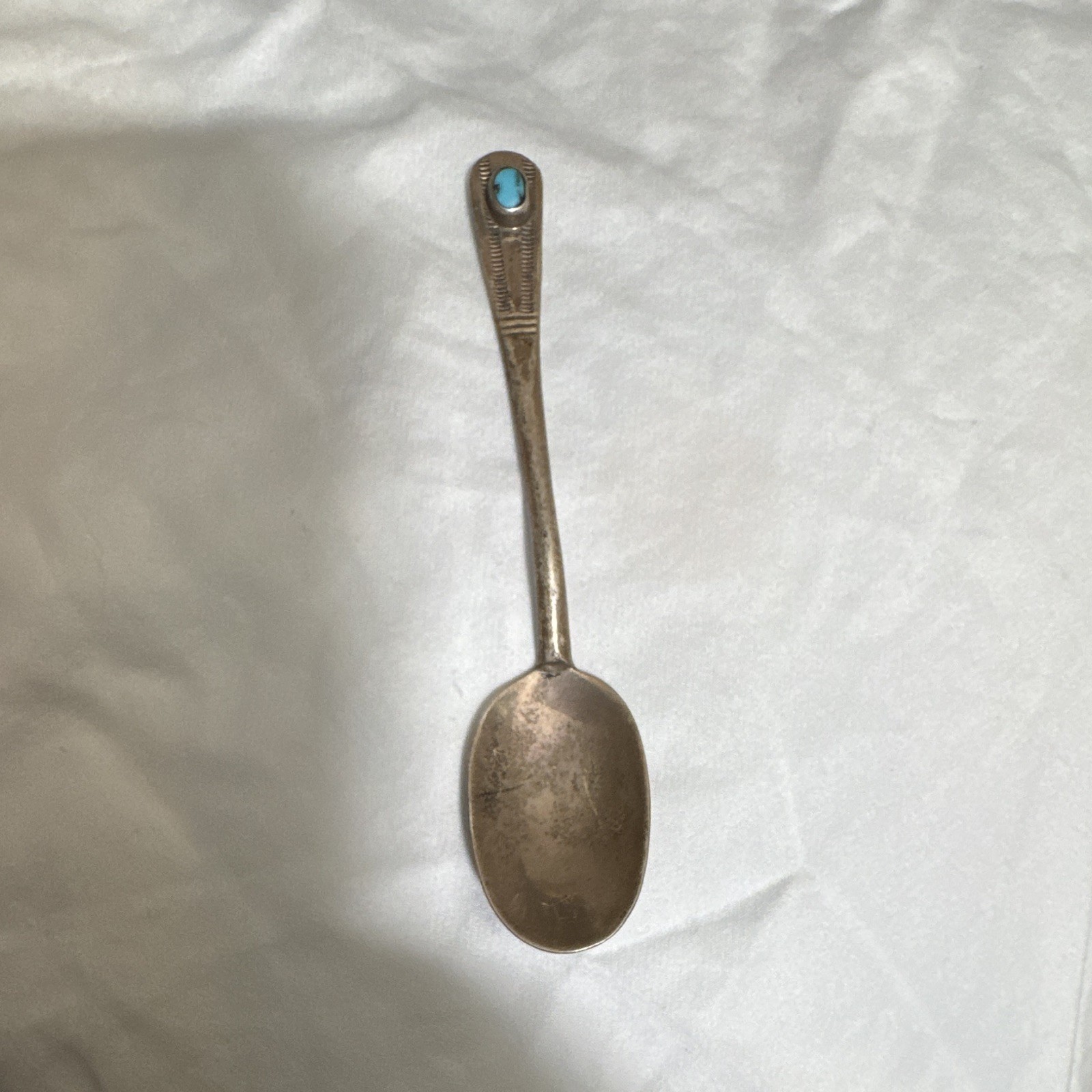 Vintage southwestern Navajo Spoon w/ Turquoise inlay Post-1940