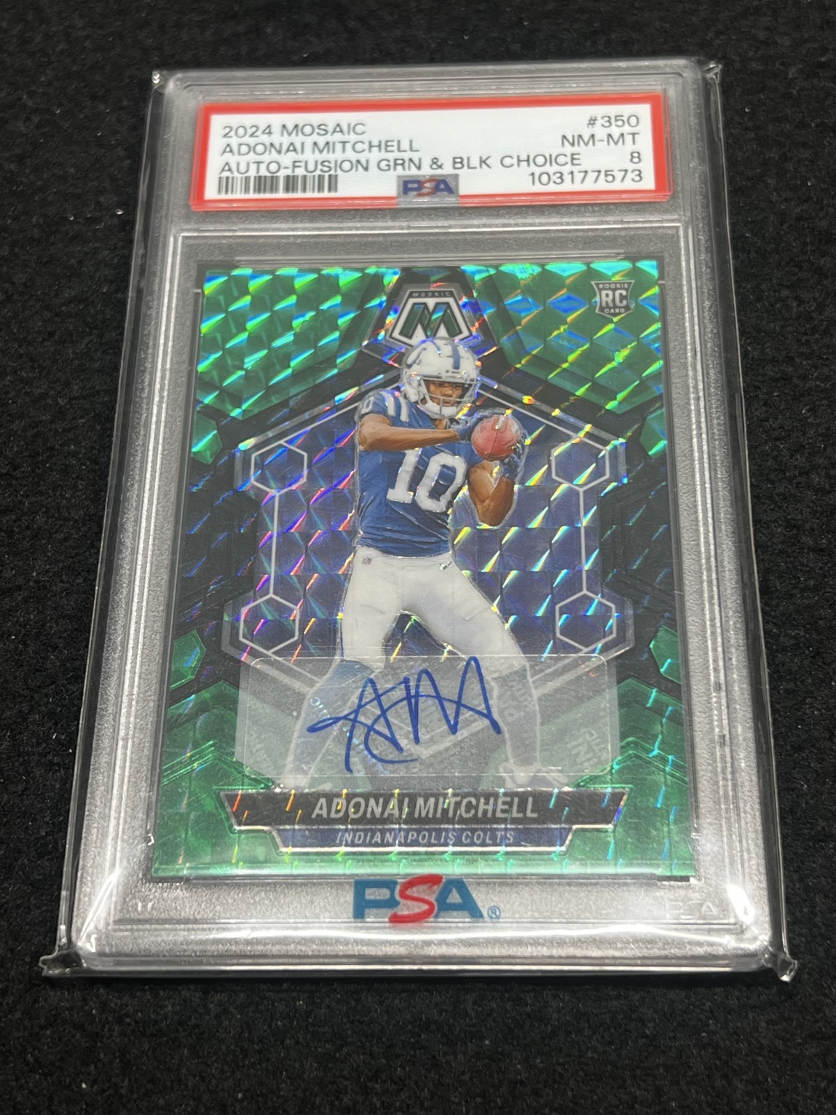 2024 Mosaic Adonai Mitchell Auto Fusion Grn & Blk Choice RC /25 PSA 8