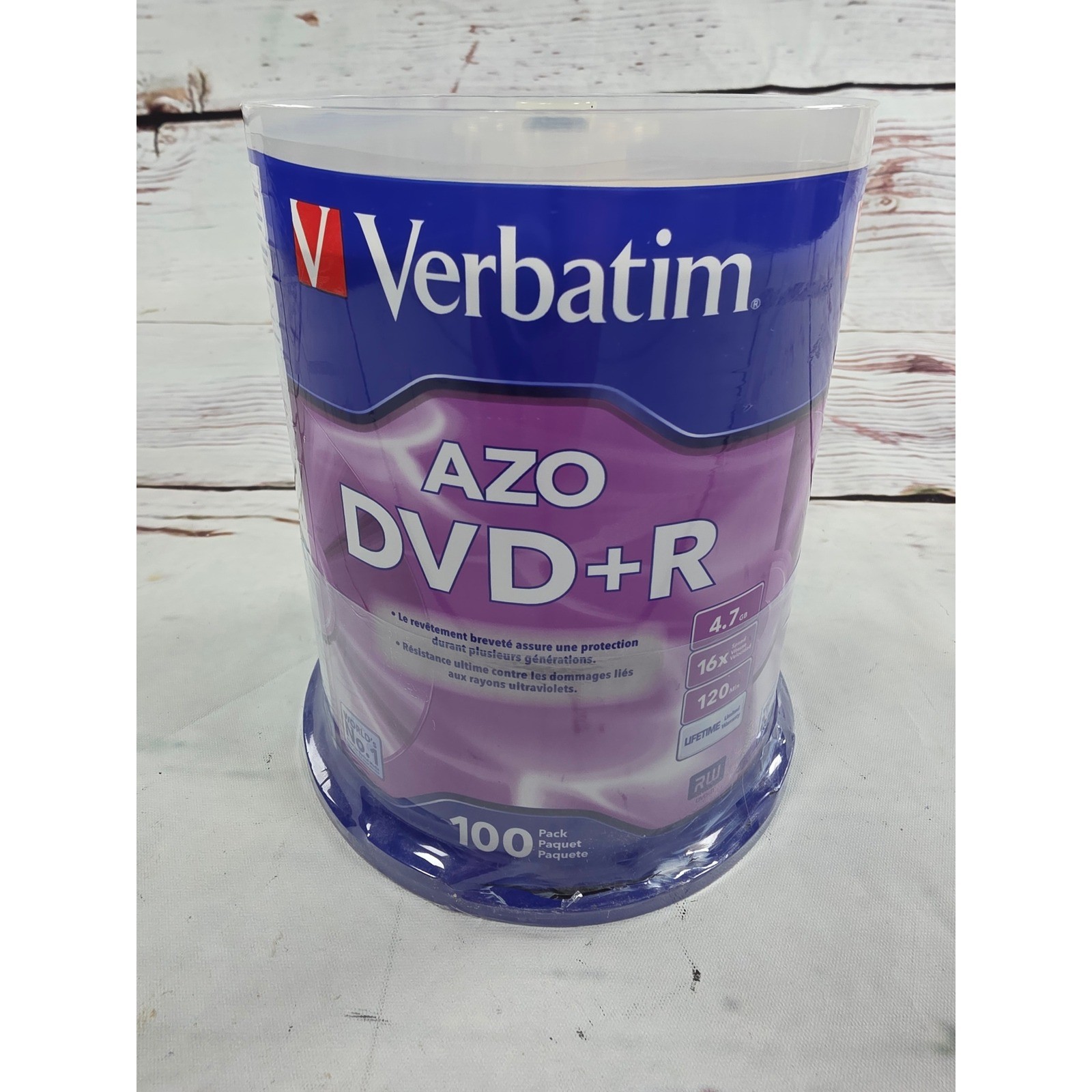 Verbatim AZO DVD+R 4.7GB 16x 120min Blank Media Discs 100 Pack Spindle 95098 Verbatim AZO DVD+R 4.7GB 16x 120min Blank Media Discs 100 Pack Spindle 95098