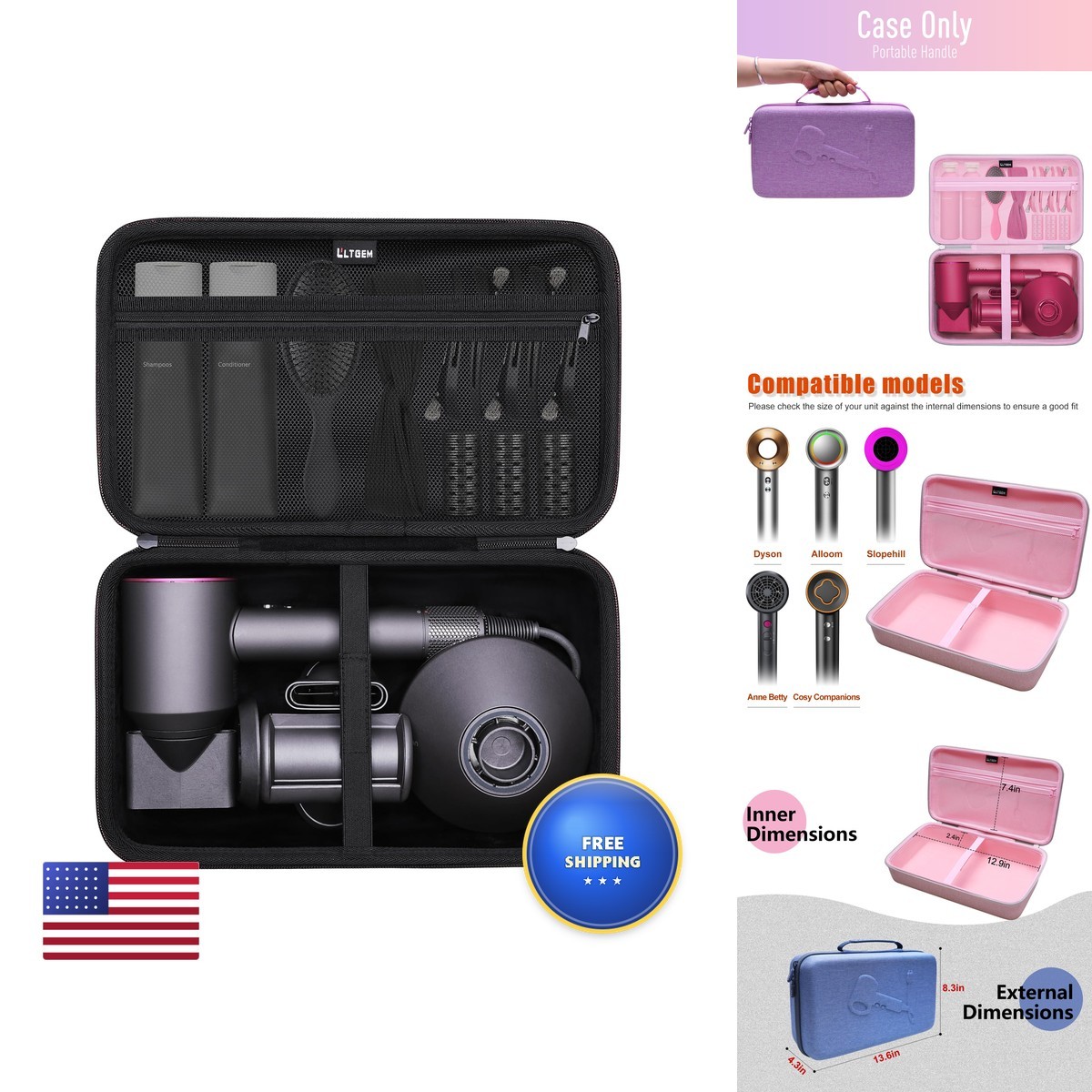 L LTGEM Hair Dryer Case Compatible Dyson Supersonic Hair Dryer, Laifen SE/SE L LTGEM Hair Dryer Case Compatible Dyson Supersonic Hair Dryer, Laifen SE/SE