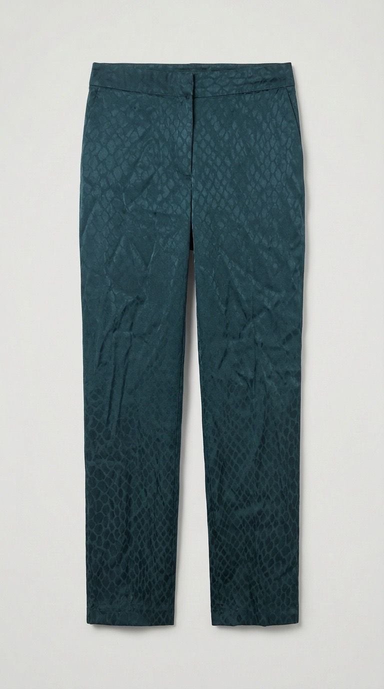 Alfani Emerald Green Jacquard Scale Print Straight Leg Pants Alfani Emerald Green Jacquard Scale Print Straight Leg Pants