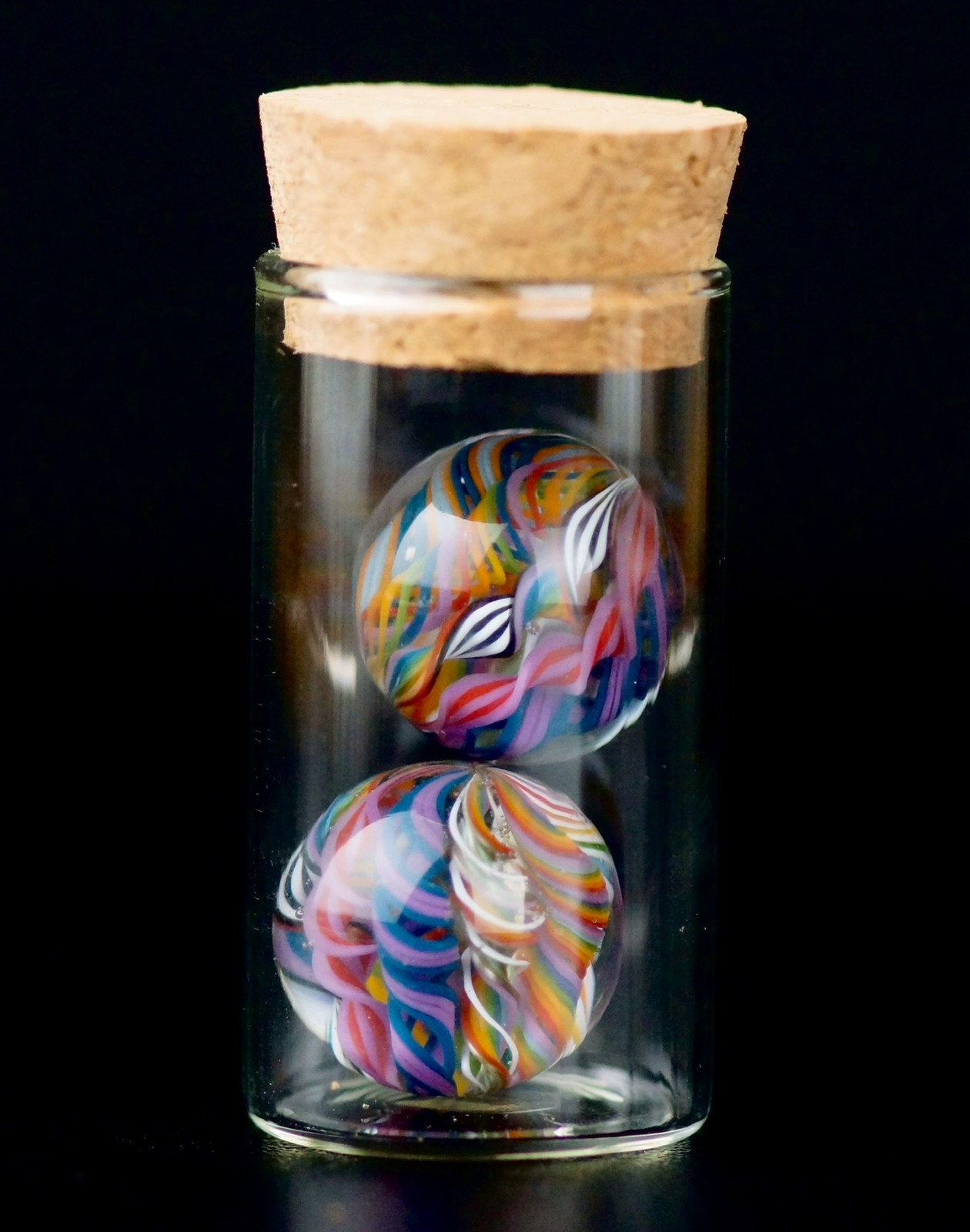 Bryan Trillas Glass Marbles/Set of 2 UV Peewee Filigree Marbles/#004/~0.7inch Bryan Trillas Glass Marbles/Set of 2 UV Peewee Filigree Marbles/#004/~0.7inch