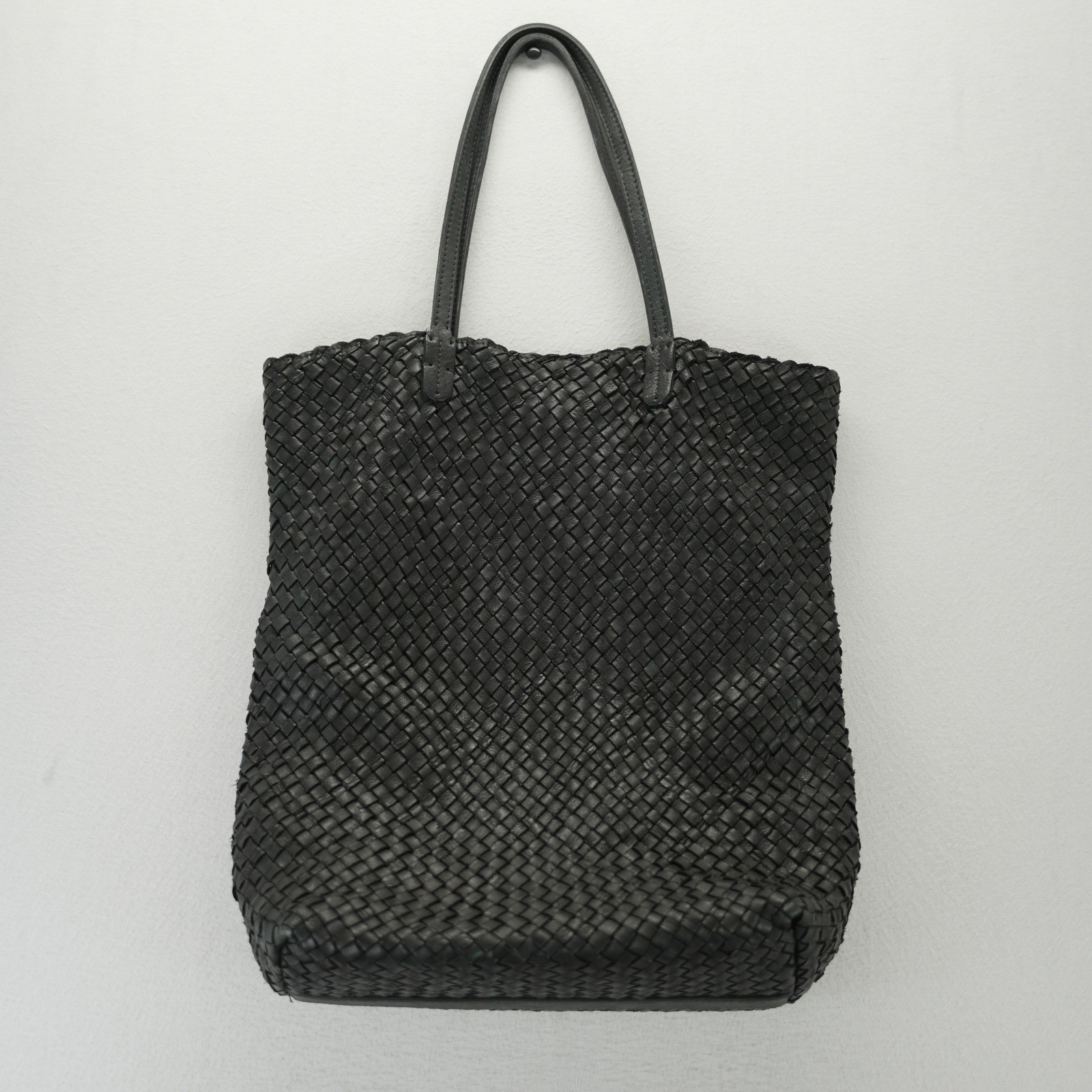 Massimo Palomba Black Woven Leather Tote Bag Handmade in Italy Intrecciato