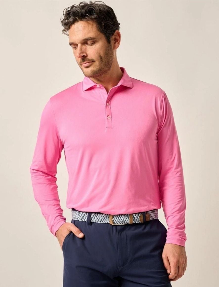 New johnnie-O Swing Long Sleeve Polo Size M Pink New johnnie-O Swing Long Sleeve Polo Size M Pink