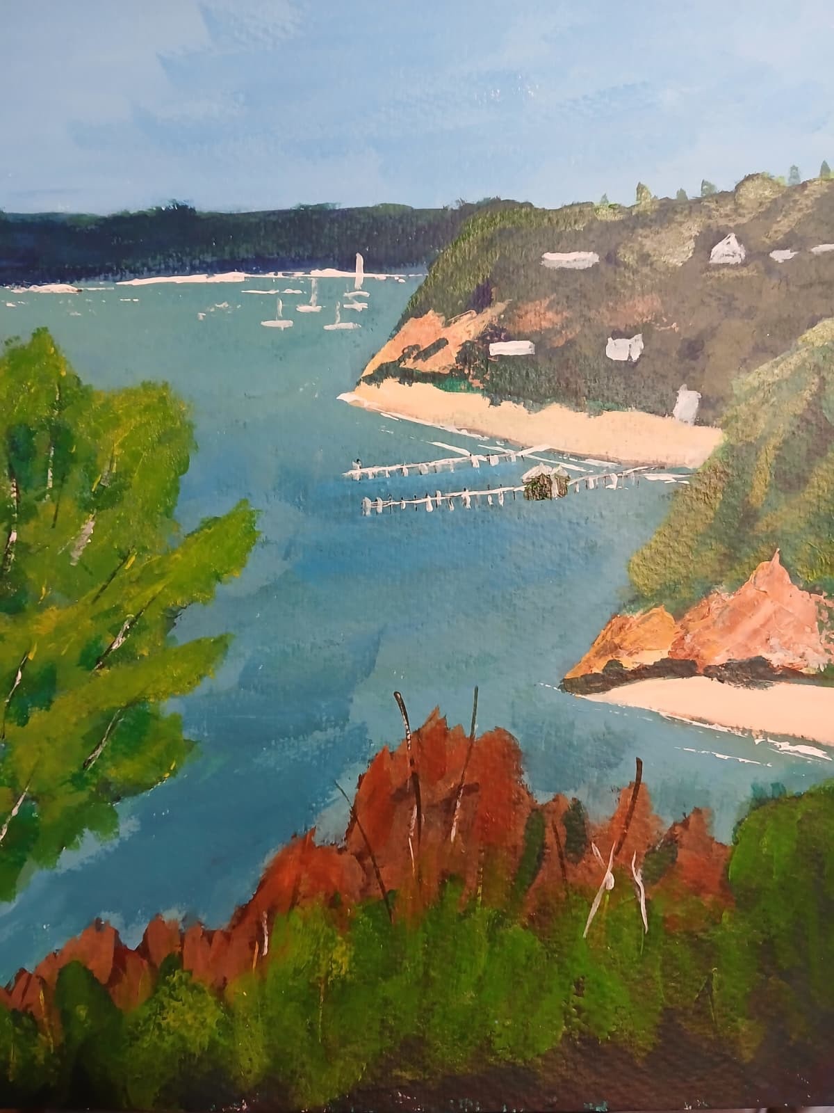 Impressionistic 11x14 Sorento, Australia Seascape  Original Acrylic Art Painting