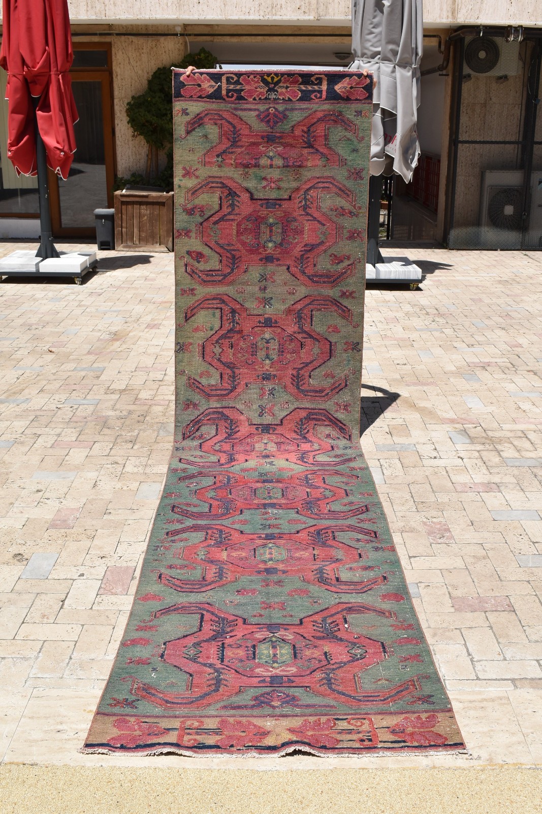 Caucasian Rug 3x13 Size Oriental Runner Corridor Hallway Stairs Sumak Kilim