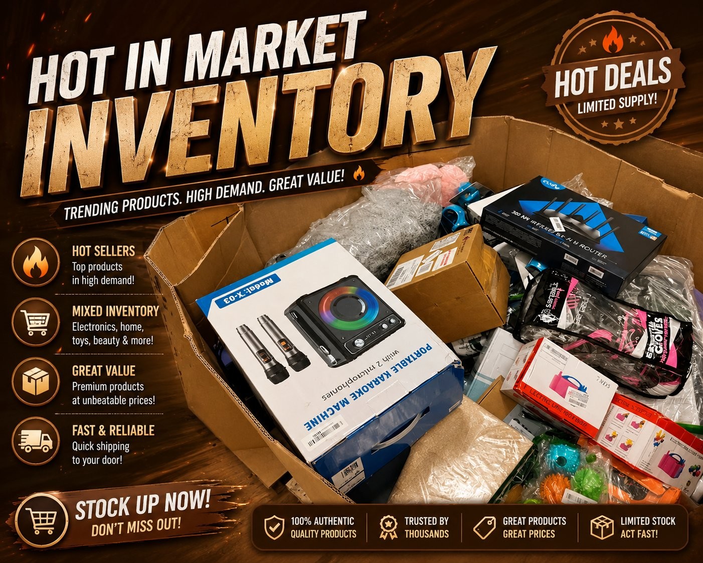 amazon liquidation lot with assorted gadgets accessories & novelty items