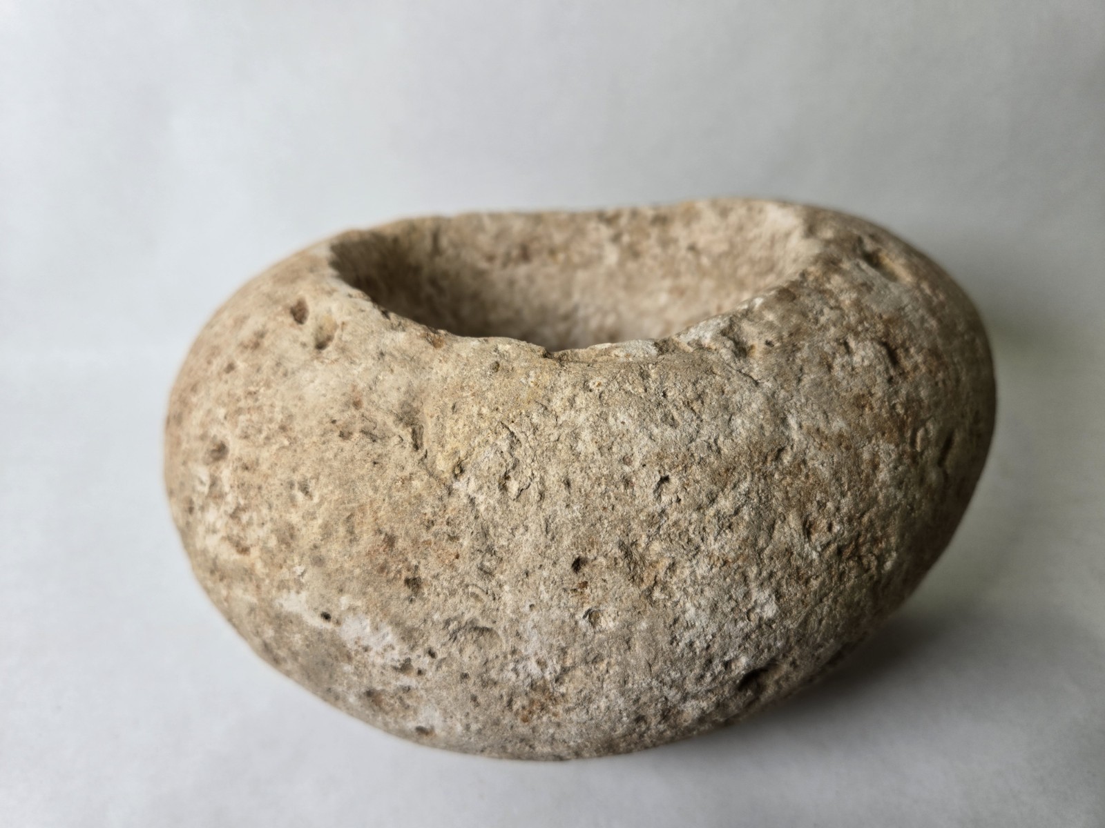 Native American Mortar Bowl Fossilized Limestone Merced County California