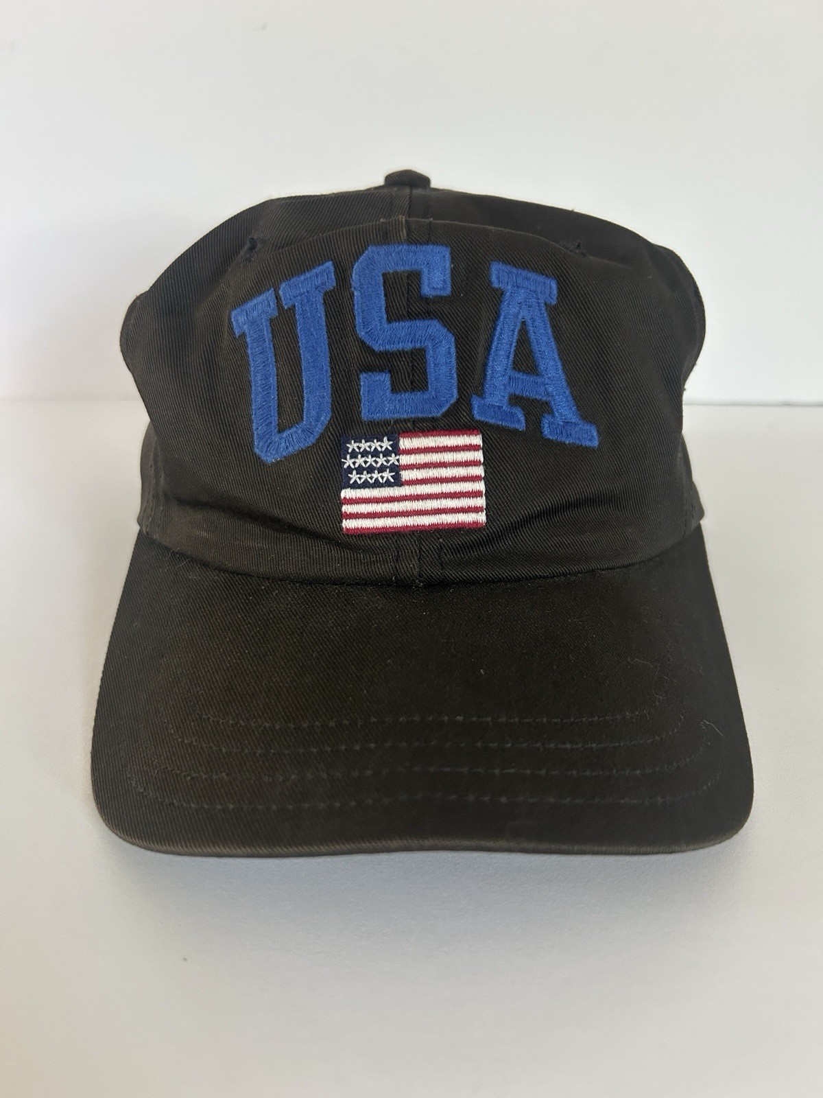 VTG Polo Sport Ralph Lauren 90s Y2K USA American Flag Hat Black Adjustable