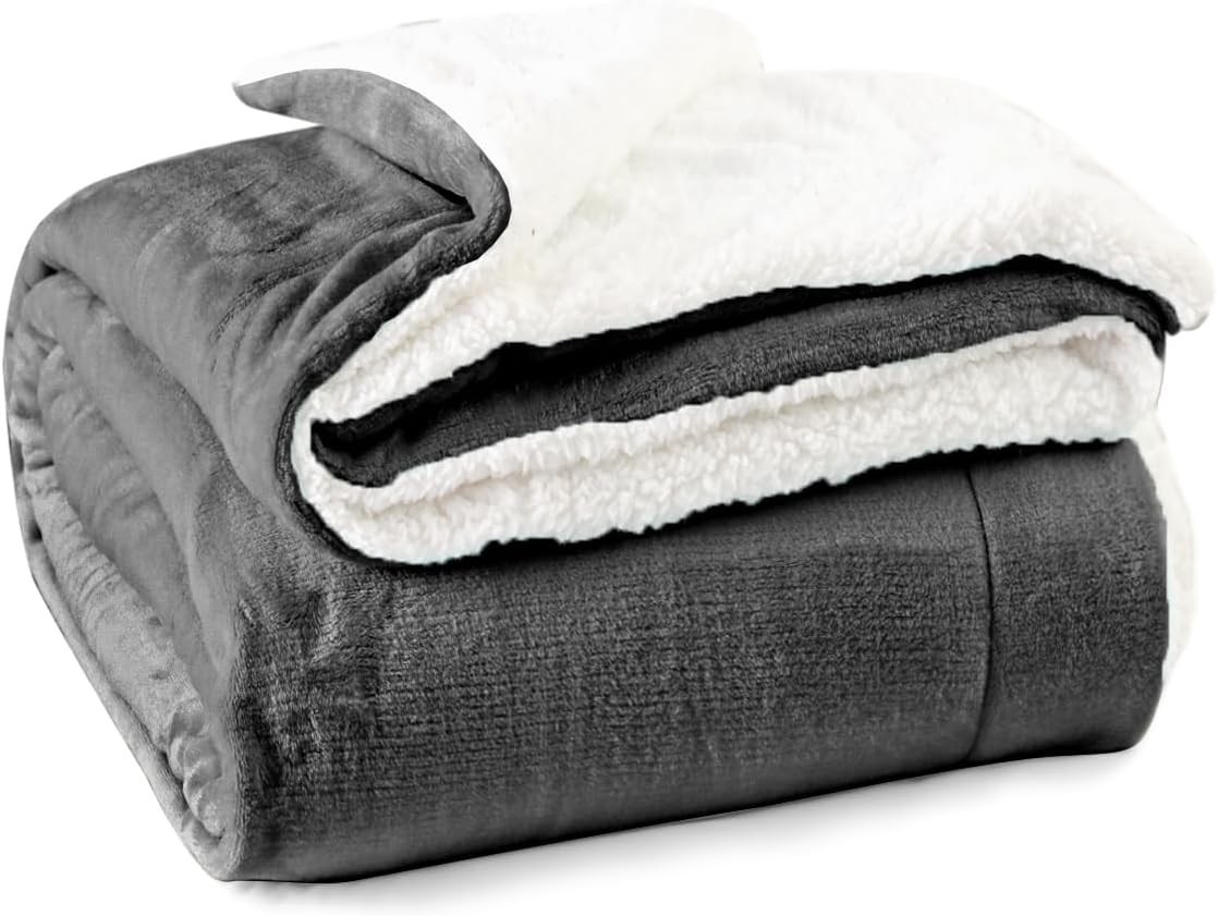 Large Sherpa Fleece Blanket 400 Gsm Super Soft Reversible Warm Sofa Bed Throws