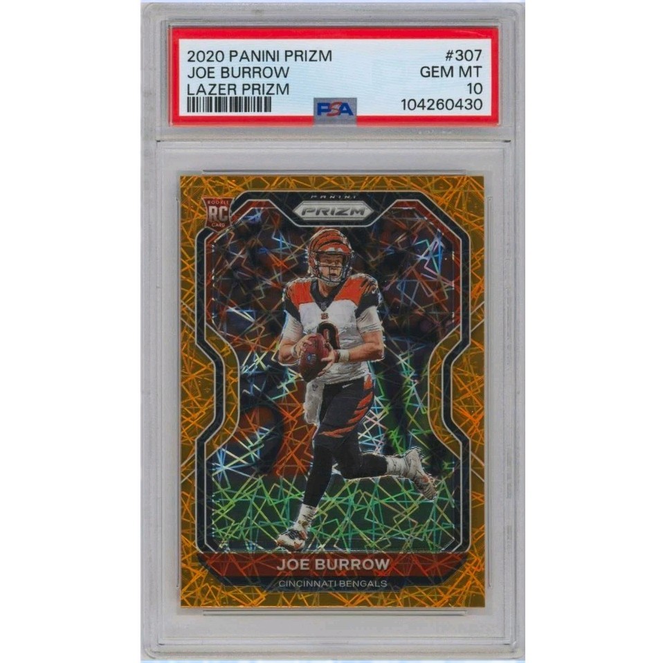 Panini 2020 Prizm Joe Burrow Cincinnati Bengals #307 Lazer Prizm RC PSA 10