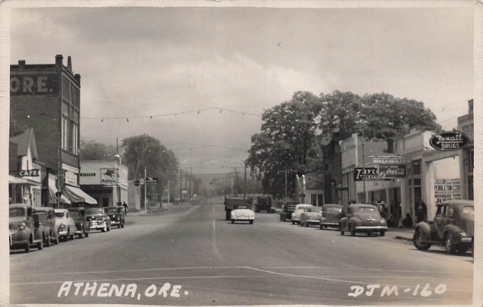 RPPC Athena Oregon Main Street Rexall Pharmacy Coca Cola Sign Photo Postcard I14