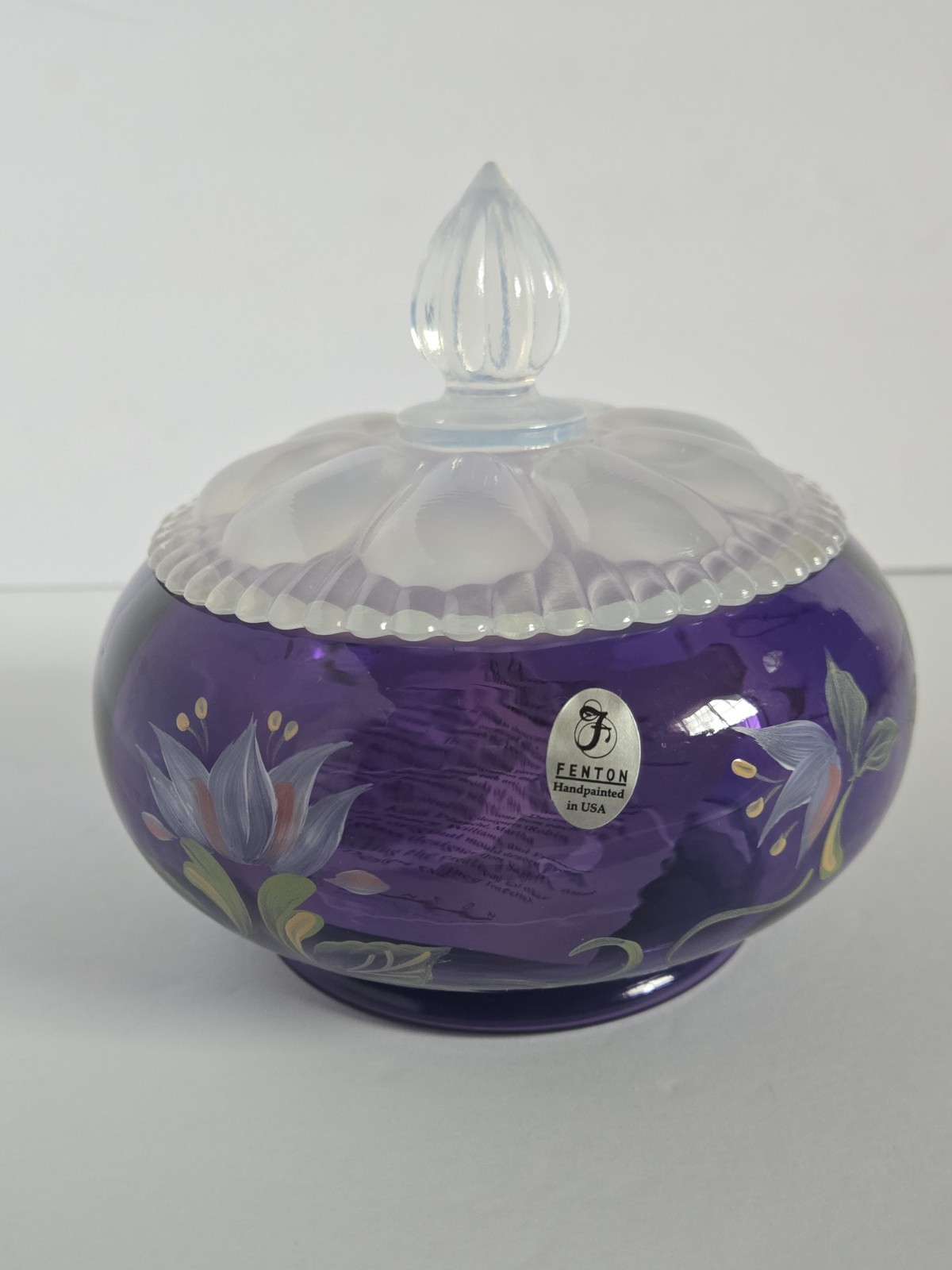 Fenton Powder Jar Signature Series Nancy George Fenton Hand Painted Artist
