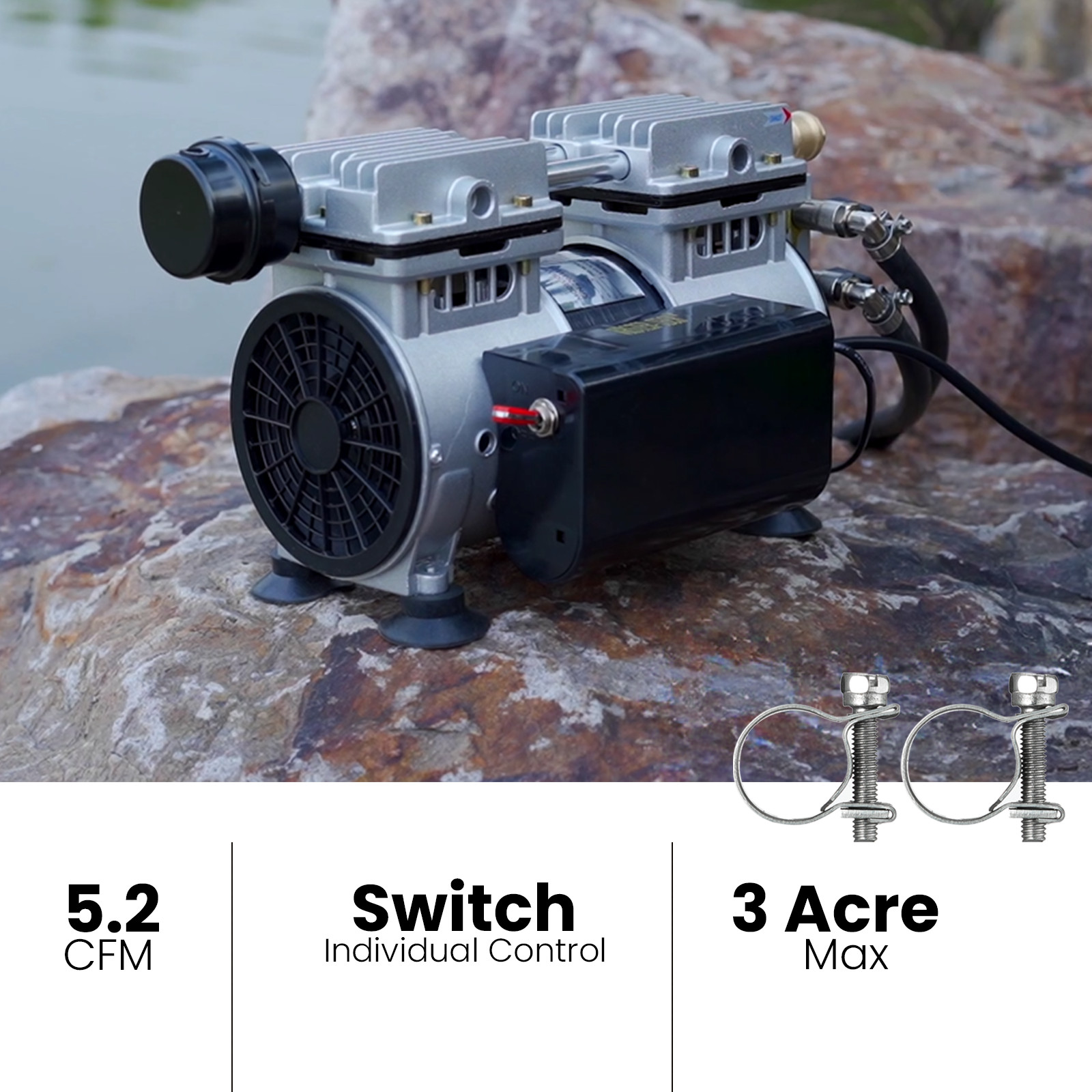 3/4HP Lake Pond Aerator System Pump Aeration Compressor Up to 3 Acre US Stock