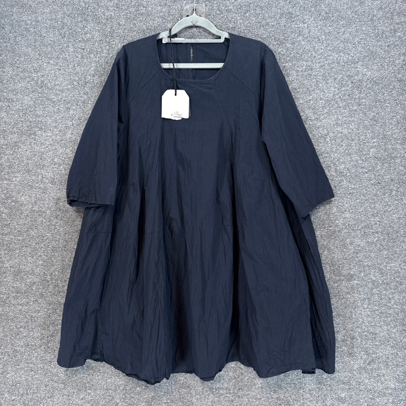 Amici by Baci Dress Womens Small Blue Oversized Babydoll Italian Cotton NEW