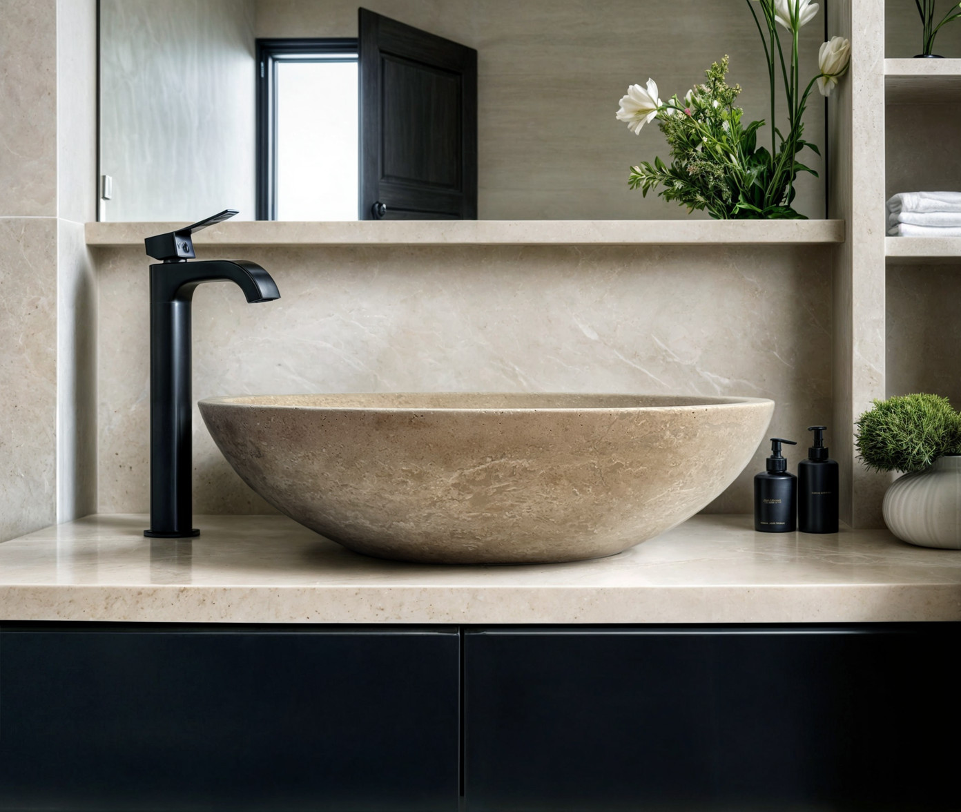 Handcrafted Natural Marble Sink | Luxury Stone Vessel Basin | Unique Bathroom