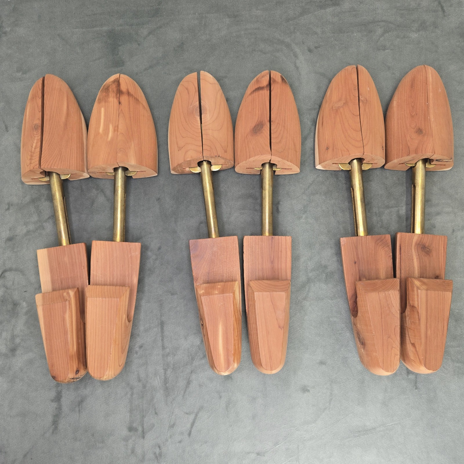 Vintage Hold Everything Cedar Shoe Trees Lot of 3 Pairs Raw Stamped Logo Small