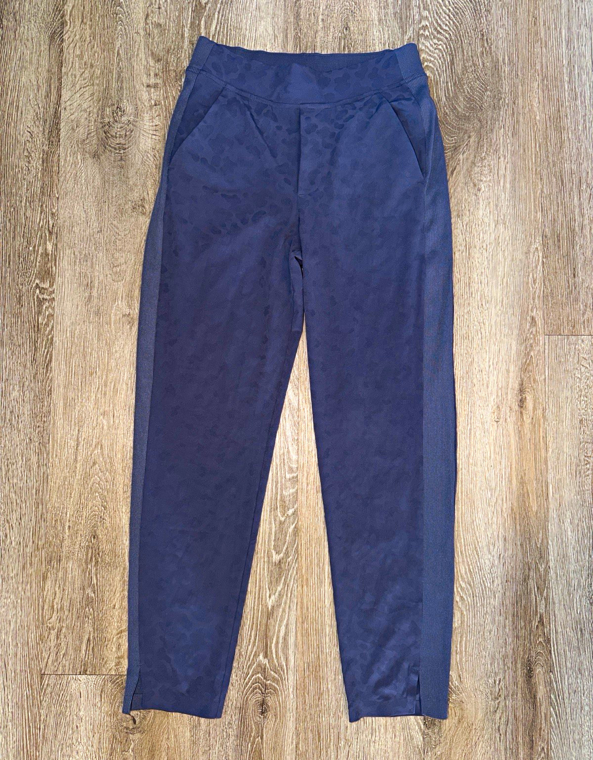 Athleta Brooklyn Textured Ankle Pants Women’s 0 Blue Pull-On Stretch Pockets