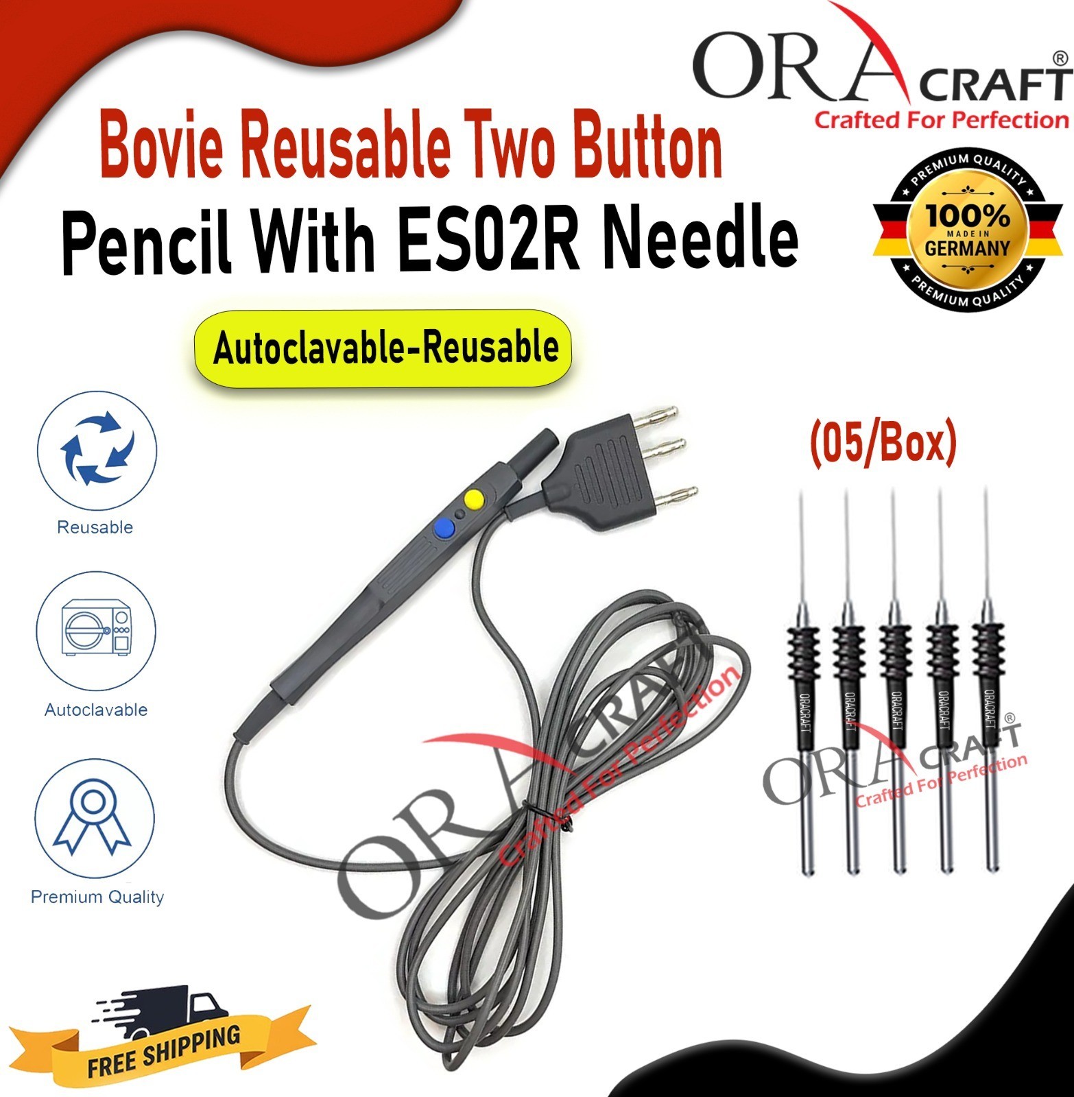Bovie Reusable Two Button Pencil With ES02R Needle Autoclavable-Reusable