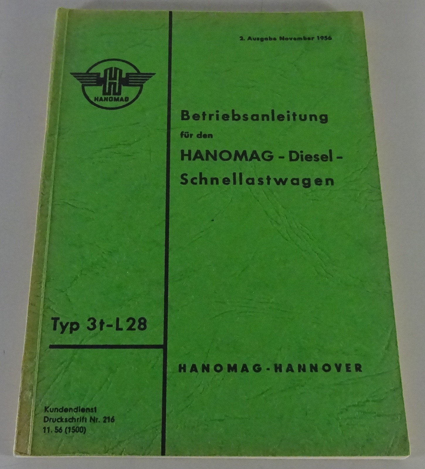 Operating Instructions/Manual Hanomag Diesel Express Truck 3t-L28 from 11/1956