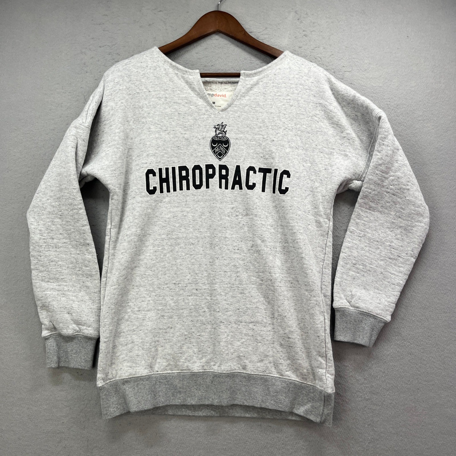 Palmer Chiropractic Camp David Sweatshirt Women M Gray Sherpa Lined Cozy Graphic