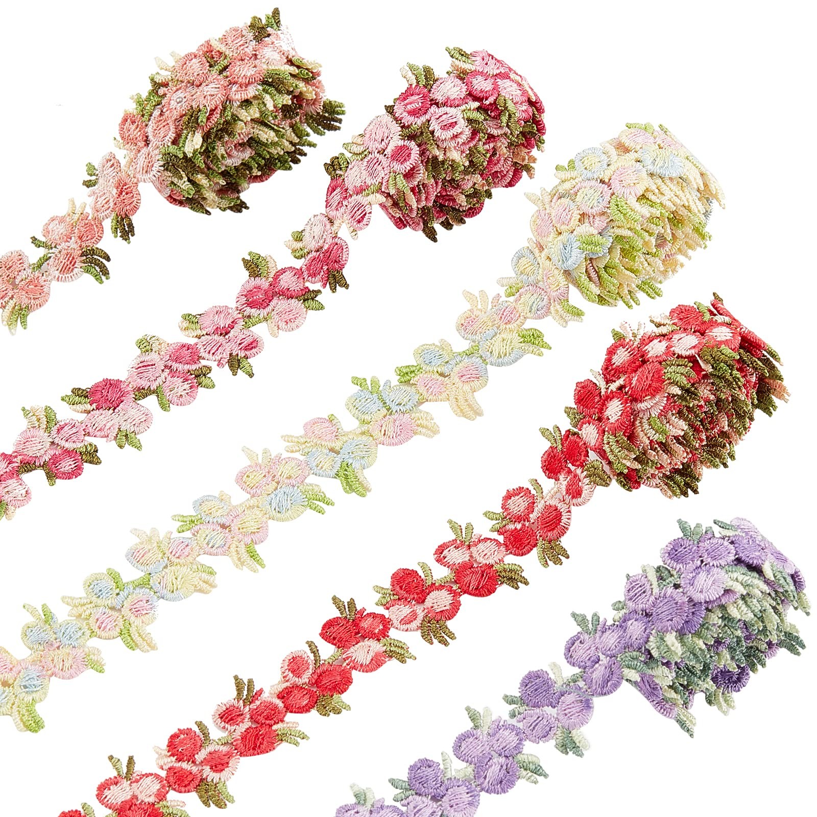 5 Colors Flower Trim Ribbon Floral DIY Lace Applique Sewing Craft Rose Lace Edge 5 Colors Flower Trim Ribbon Floral DIY Lace Applique Sewing Craft Rose Lace Edge